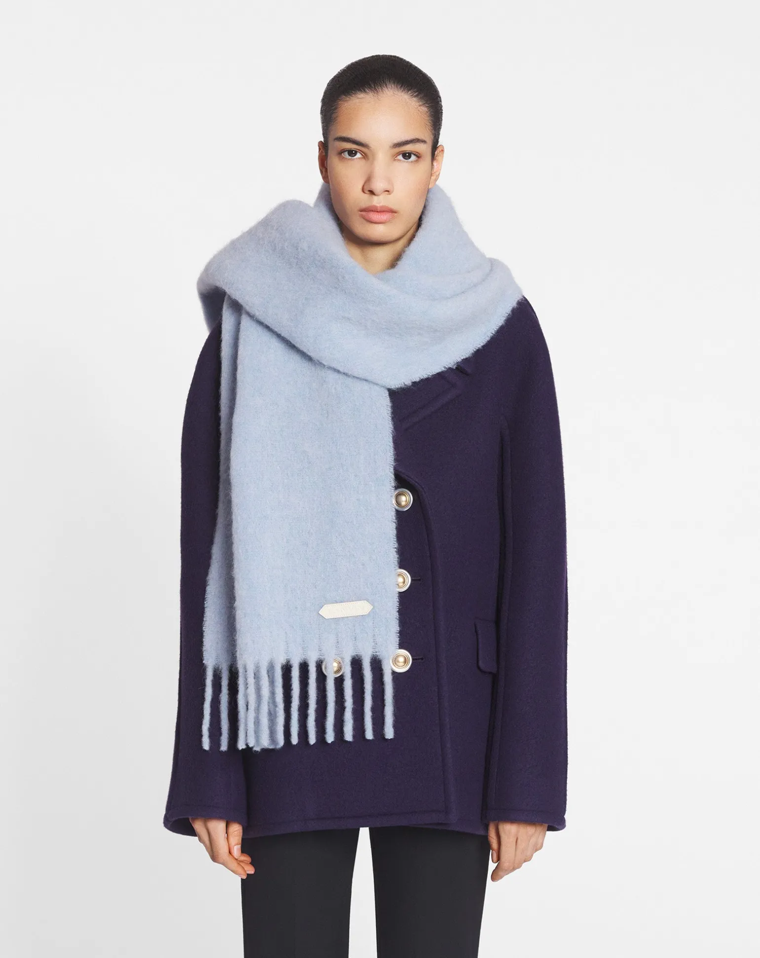 Lanvin fringed scarf in wool Newlanvinblue Clearance