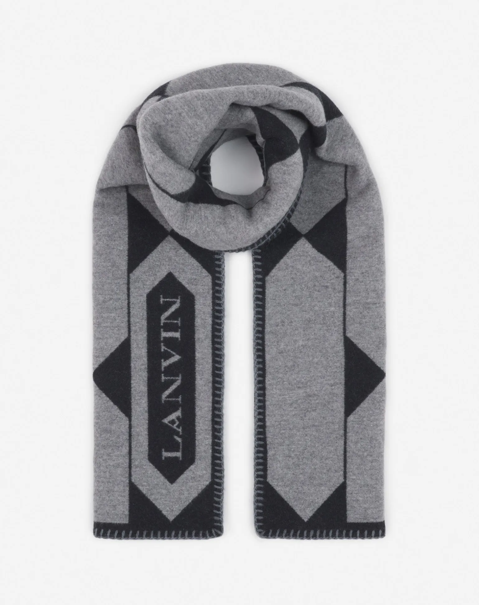 Lanvin label scarf in wool Anthracite Shop