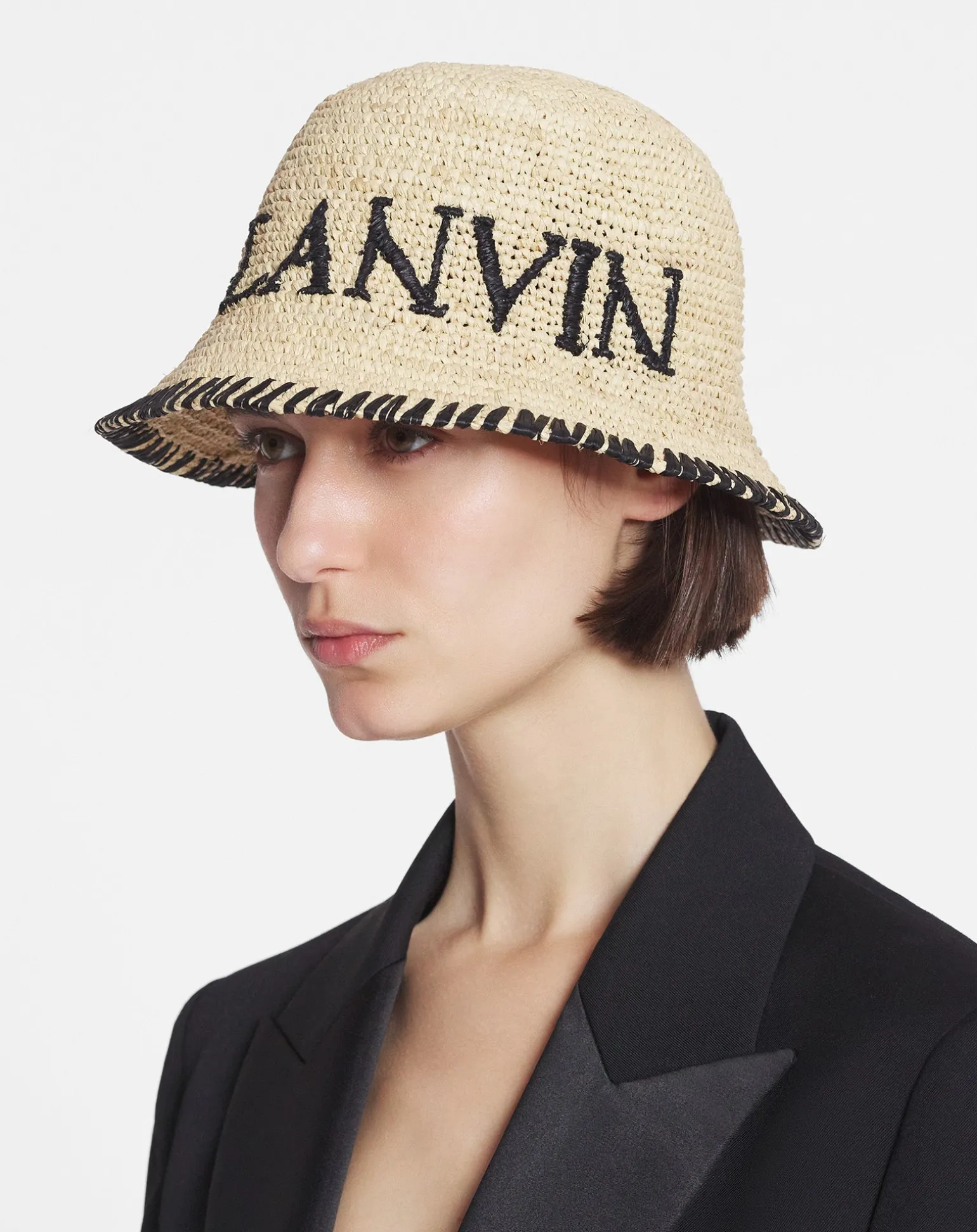 Lanvin raffia bucket hat Natural/black Best Sale