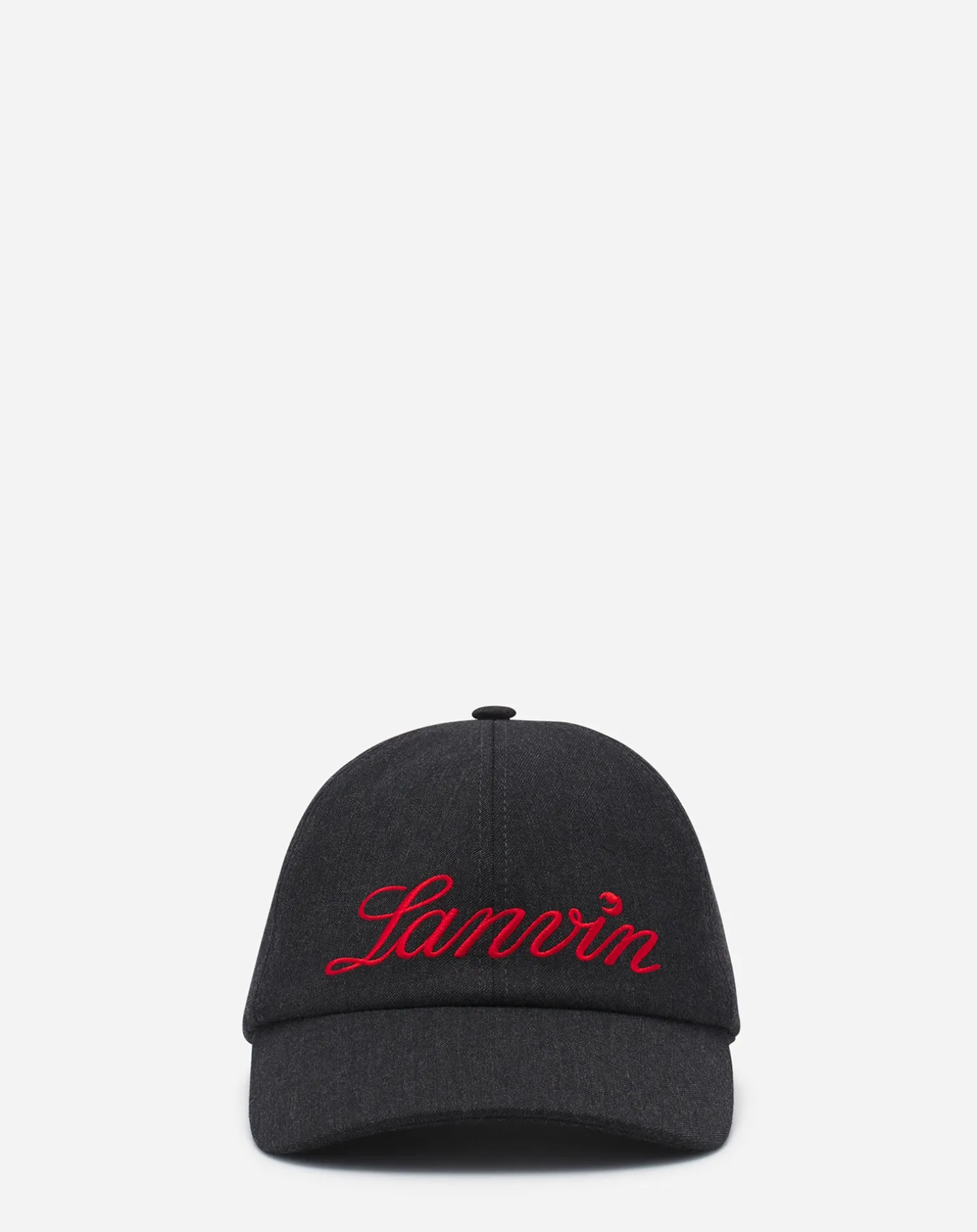 Lanvin script wool cap Anthracite/red Best Sale