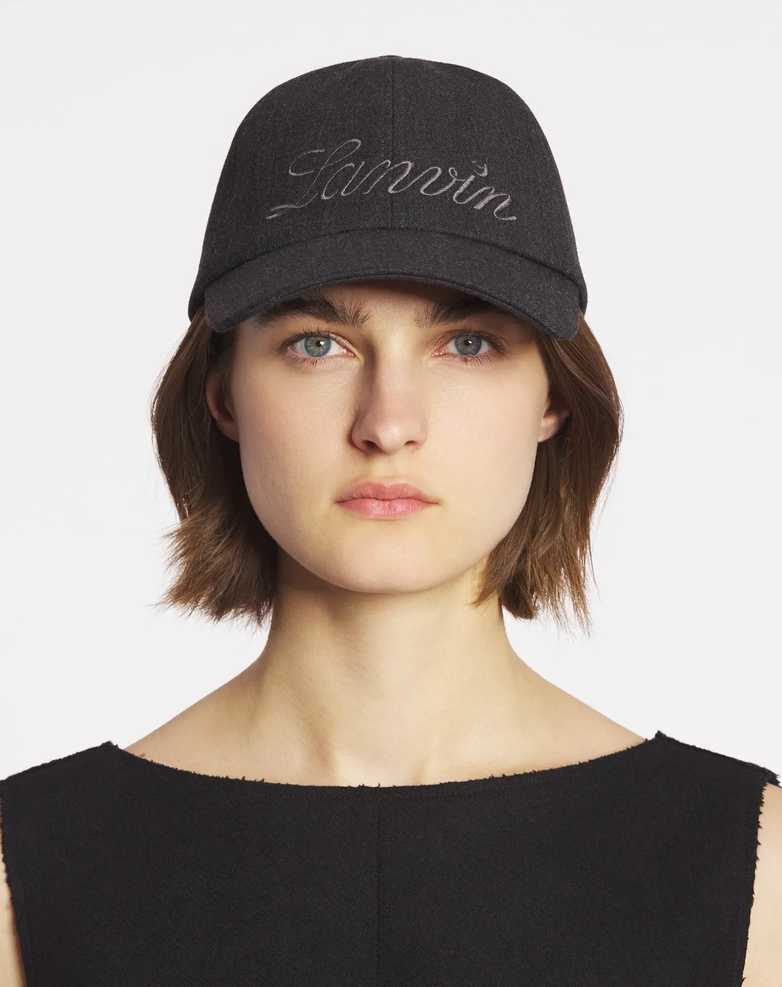 Lanvin script wool cap Anthracite/grey Cheap