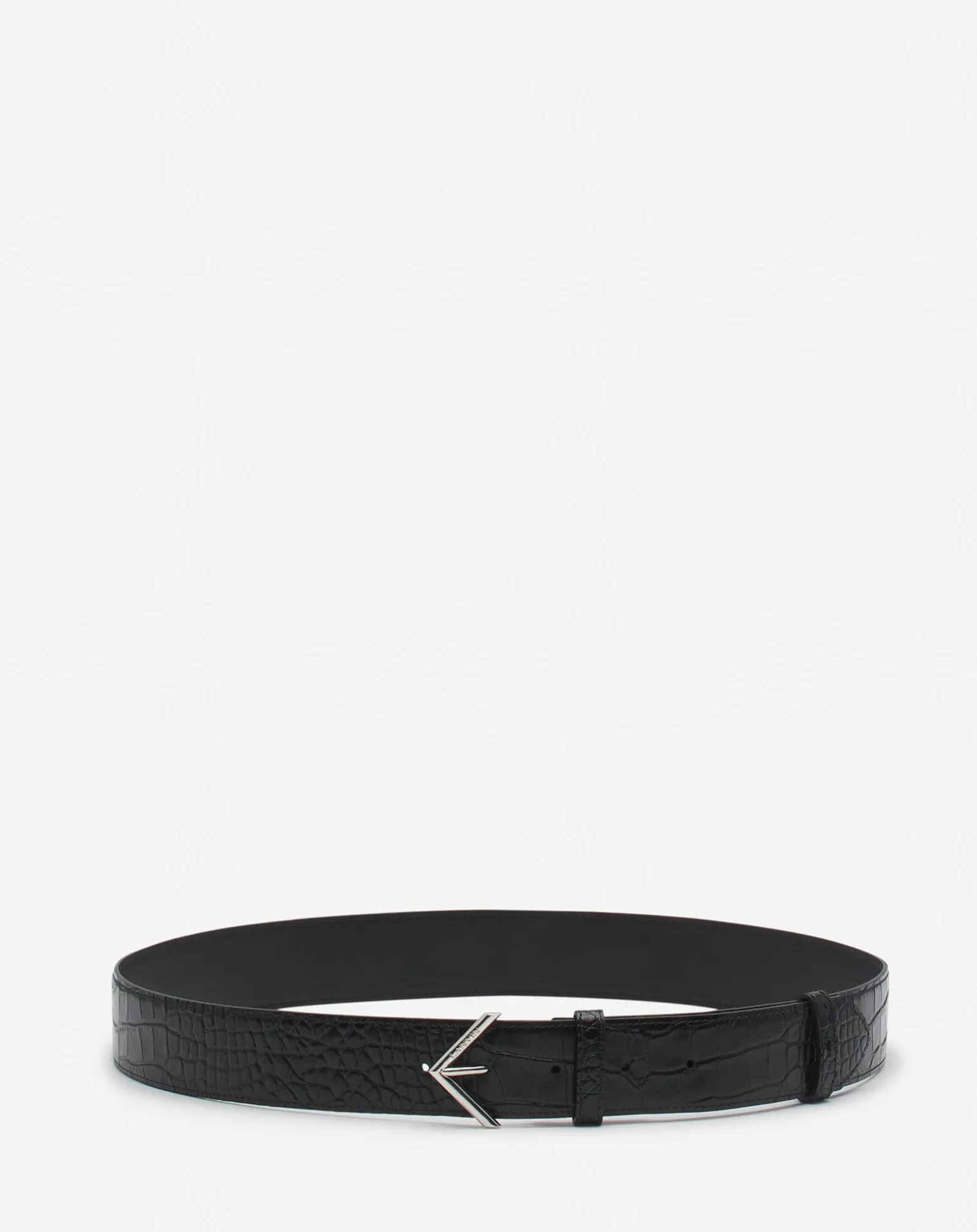 Lanvin signature belt in crocodile-effect leather Black Best