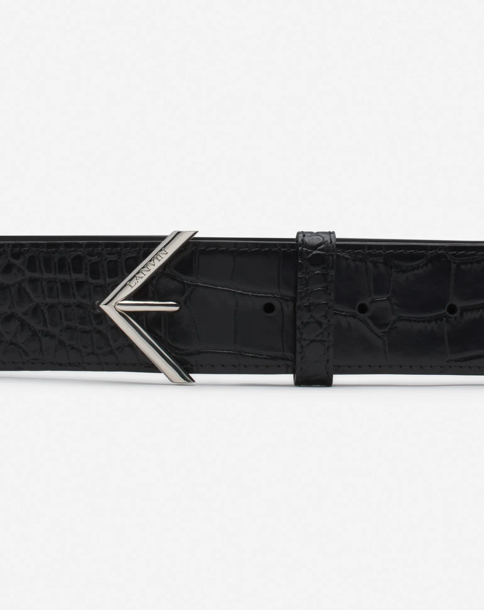 Lanvin signature belt in crocodile-effect leather Black Best