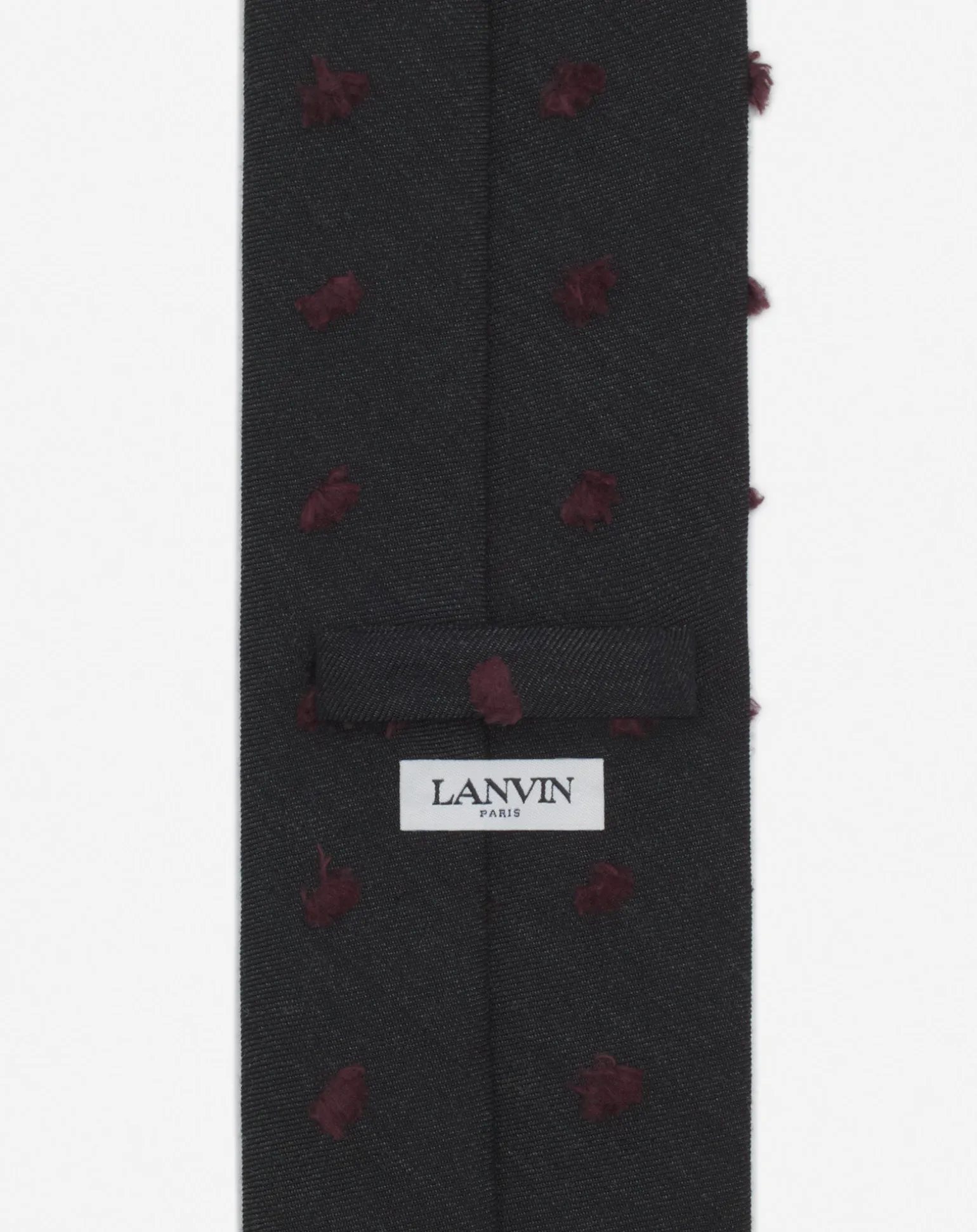 Lanvin woven wool tie with maxi polka dots Grey/burgundy Flash Sale