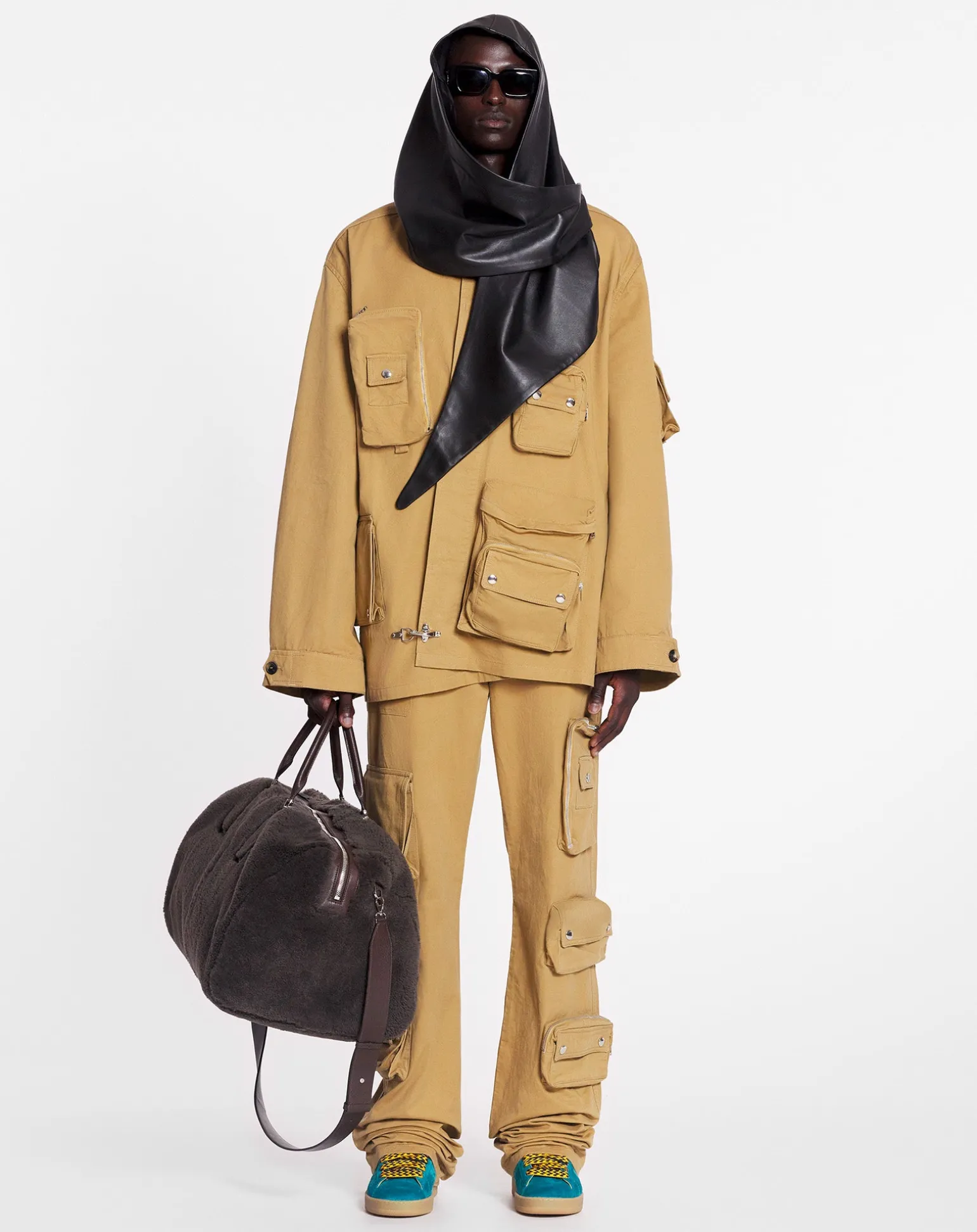 Lanvin x future asymmetrical utility jacket Sand Cheap