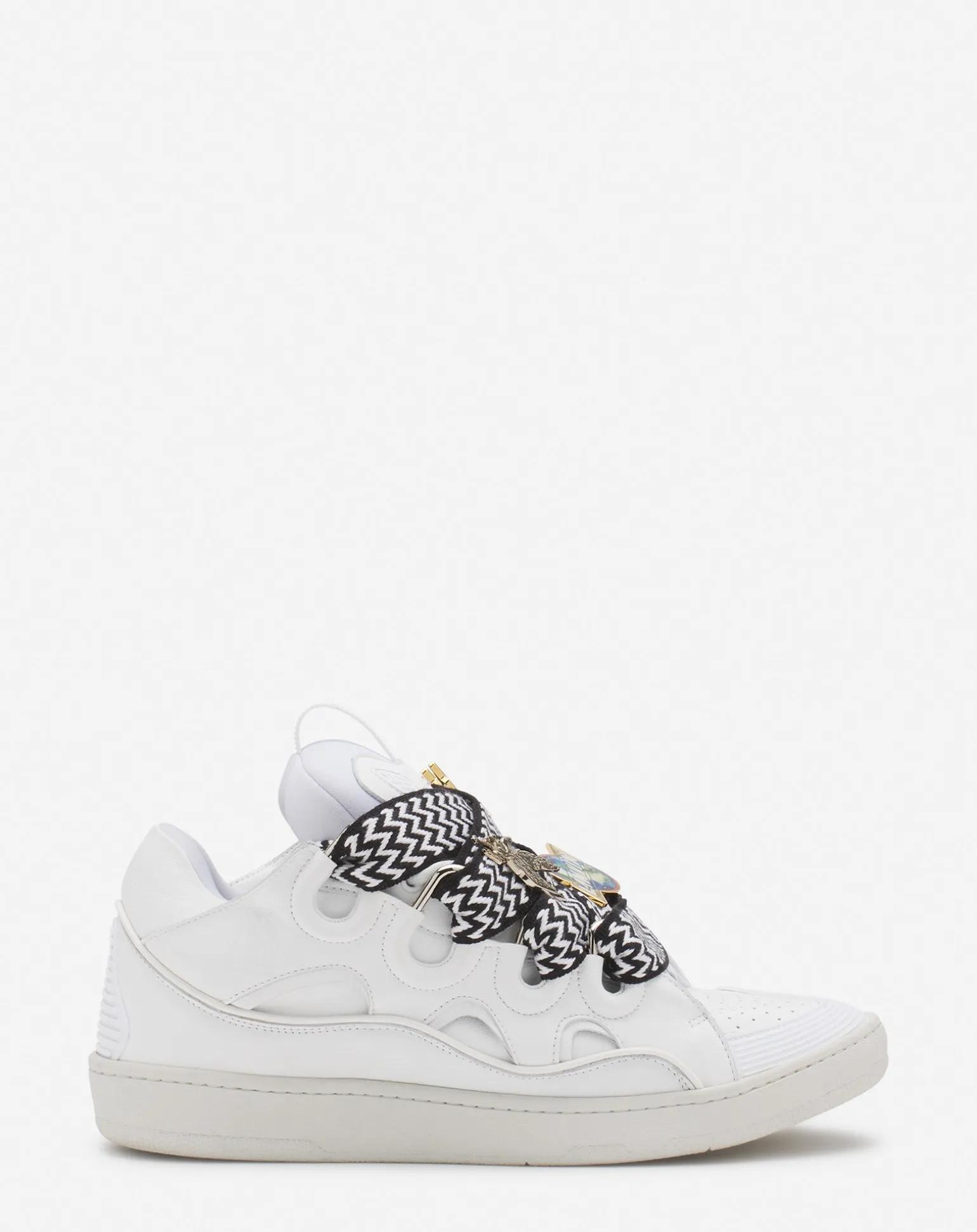 Lanvin x future curb 3.0 leather sneakers for women White/black Hot