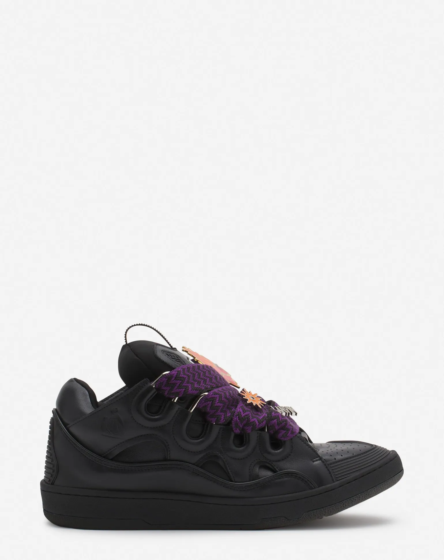 Lanvin x future curb 3.0 leather sneakers for women Black/red Flash Sale