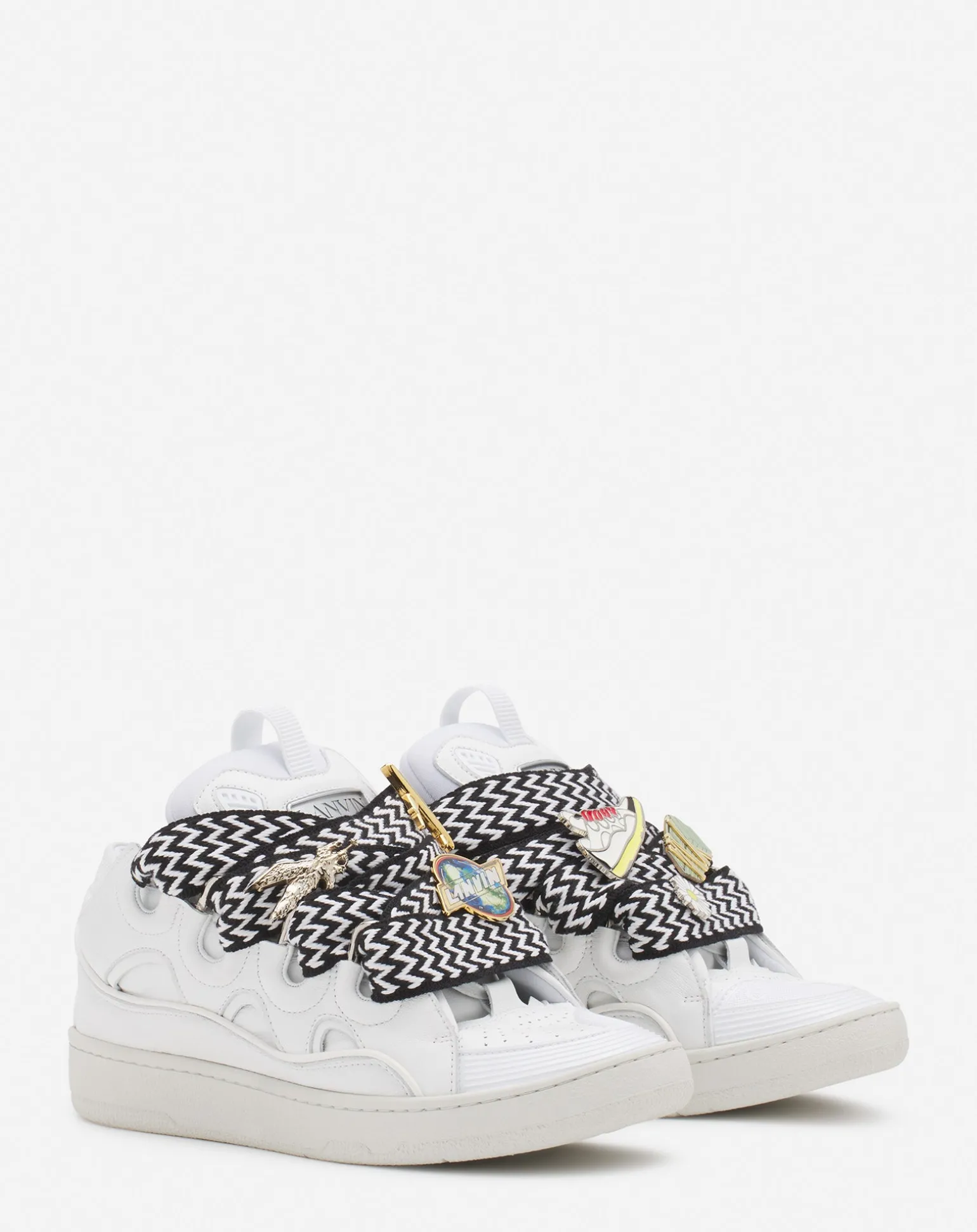 Lanvin x future curb 3.0 leather sneakers for women White/black Hot