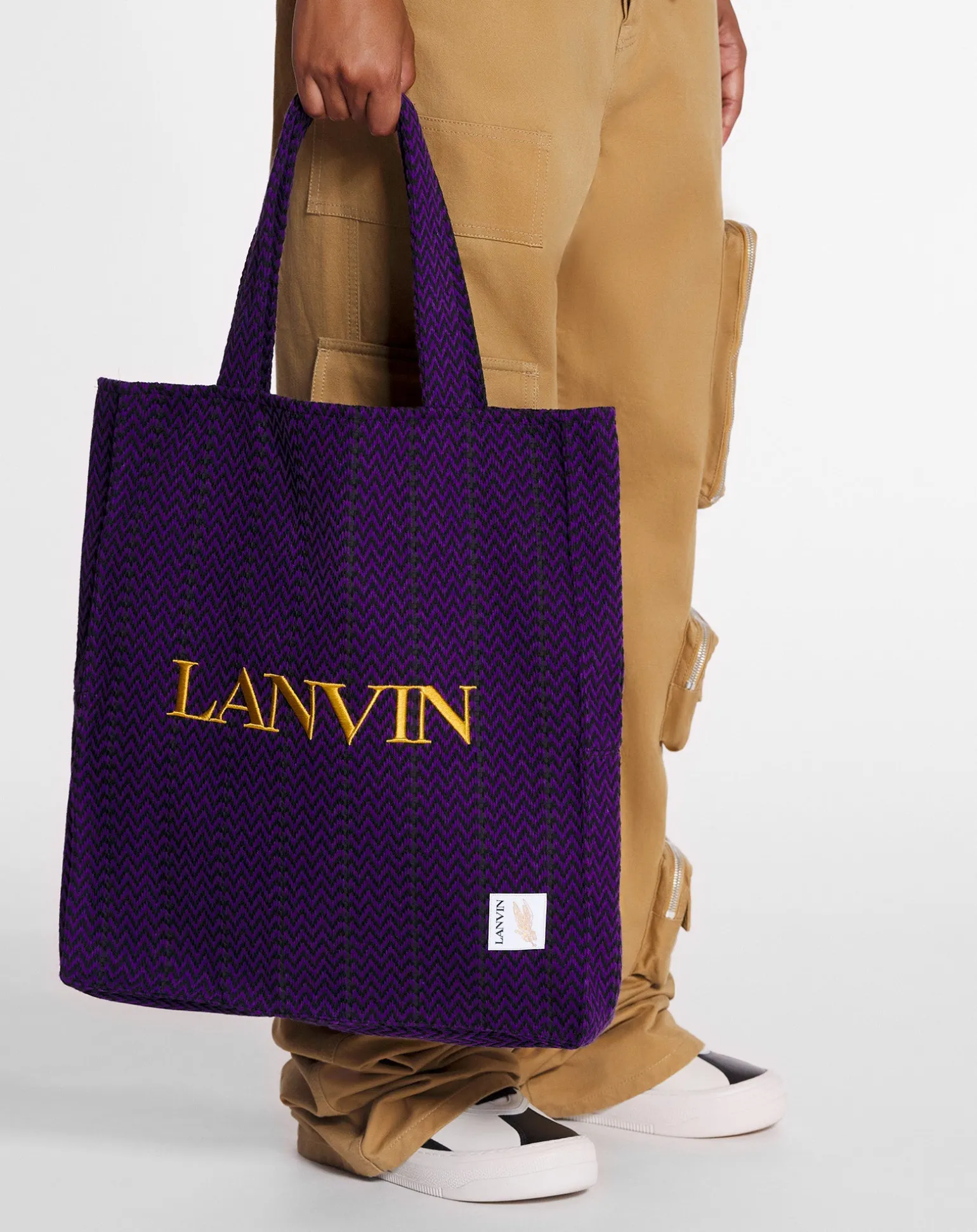 Lanvin x future curb cotton tote bag Black/purplereign Cheap