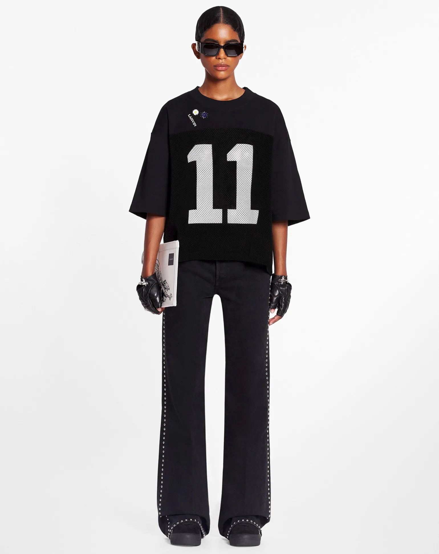 Lanvin x future flared pants with studs for women Black Best