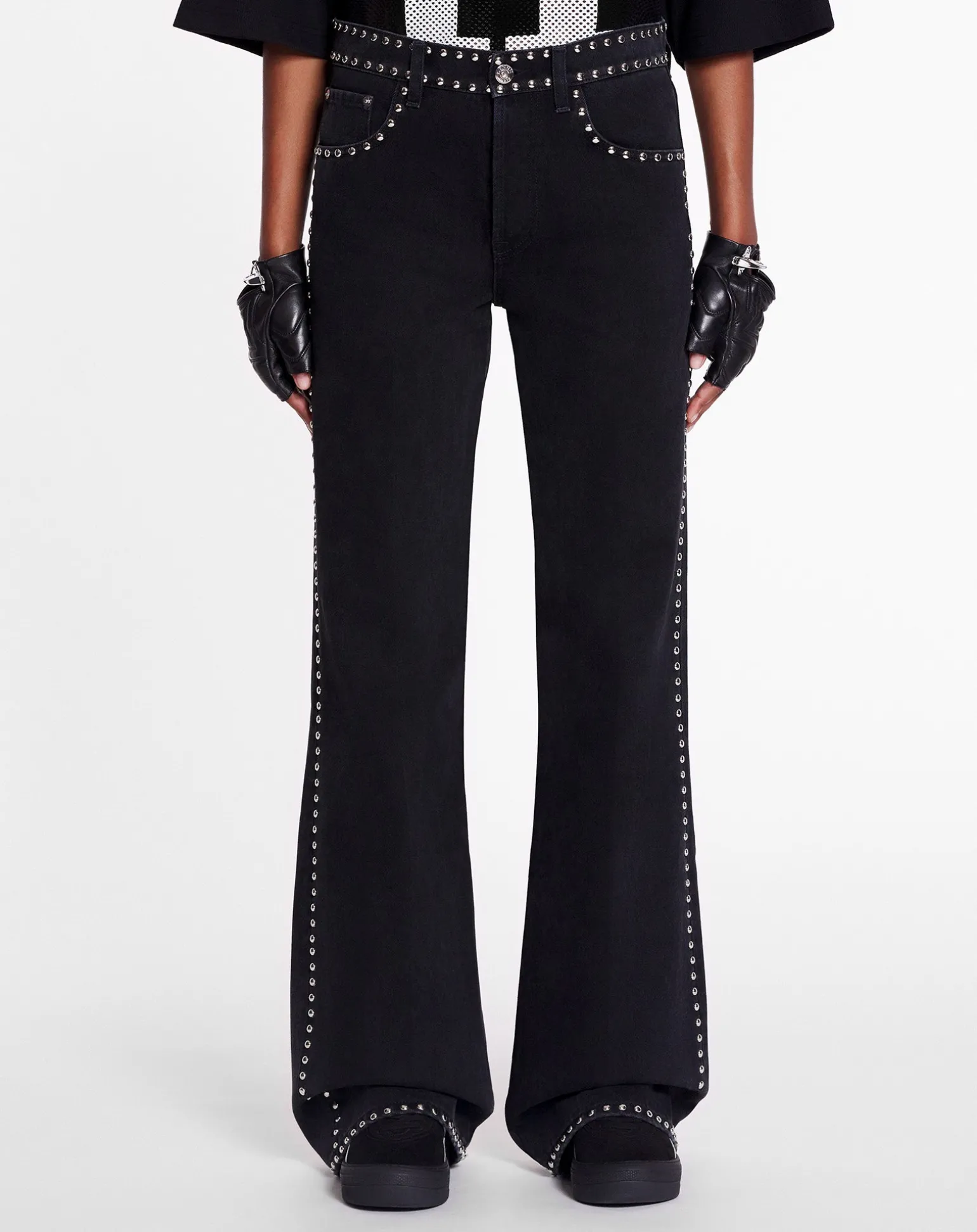 Lanvin x future flared pants with studs for women Black Best