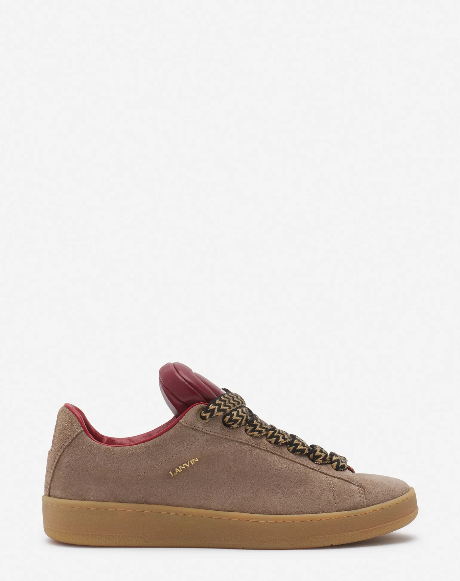 Lanvin x future hyper curb sneakers in leather and suede for men Taupe/red Cheap