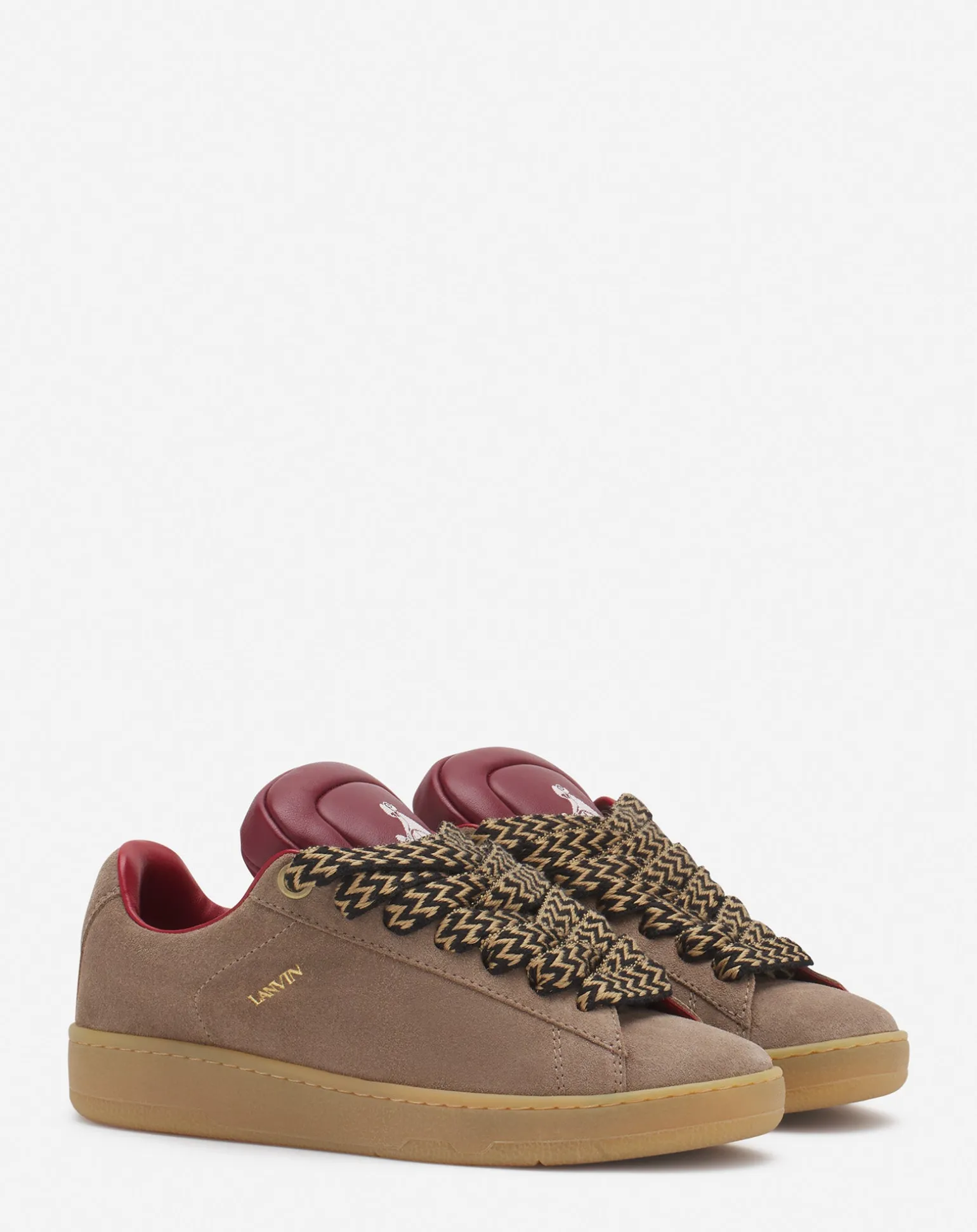Lanvin x future hyper curb sneakers in leather and suede for men Taupe/red Cheap