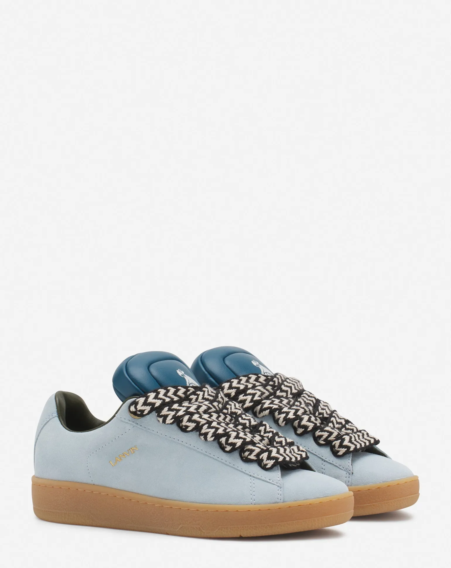 Lanvin x future hyper curb sneakers in leather and suede for men Blue/darkblue Outlet