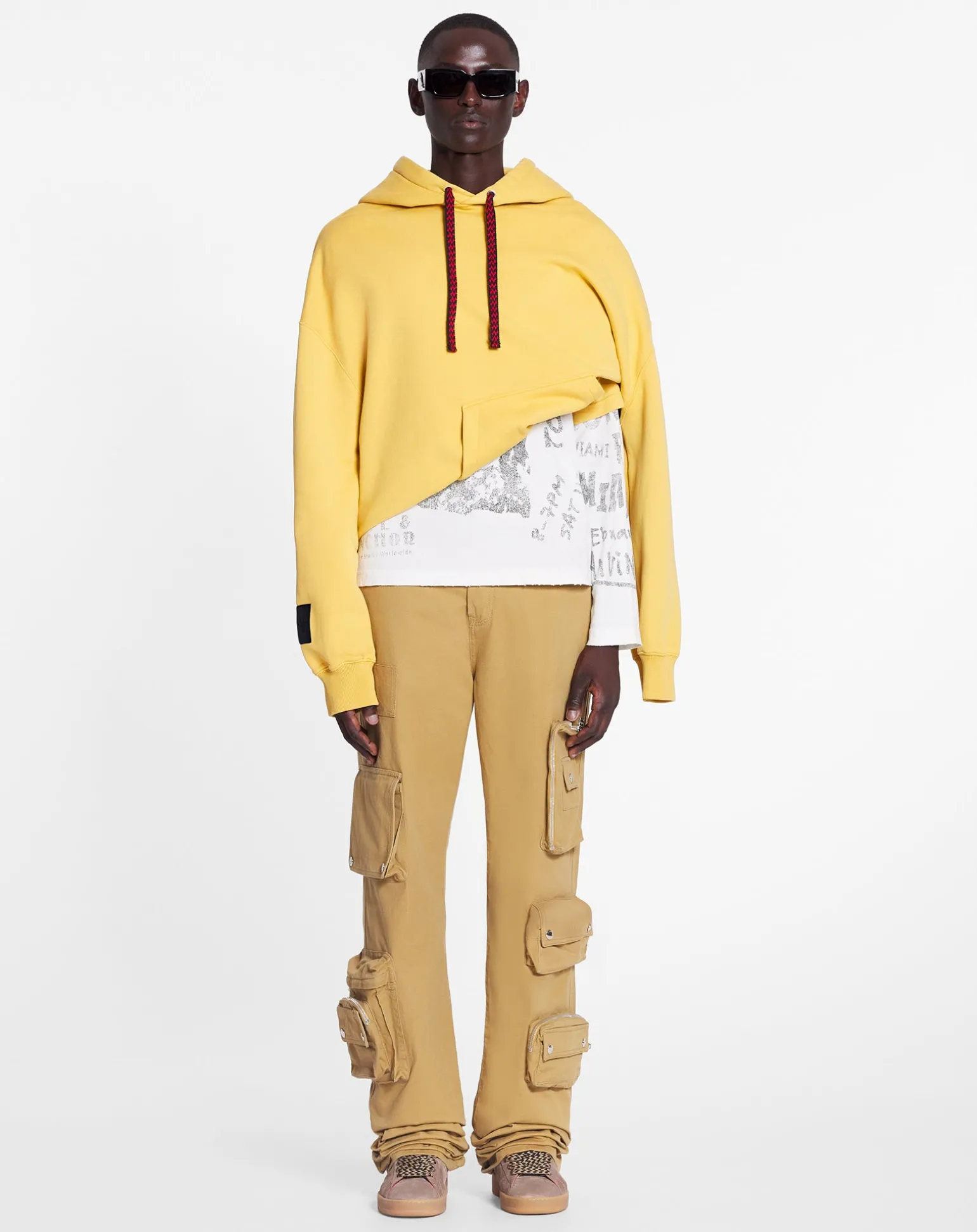 Lanvin x future hyper curb sneakers in leather and suede for men Blue/yellow Clearance