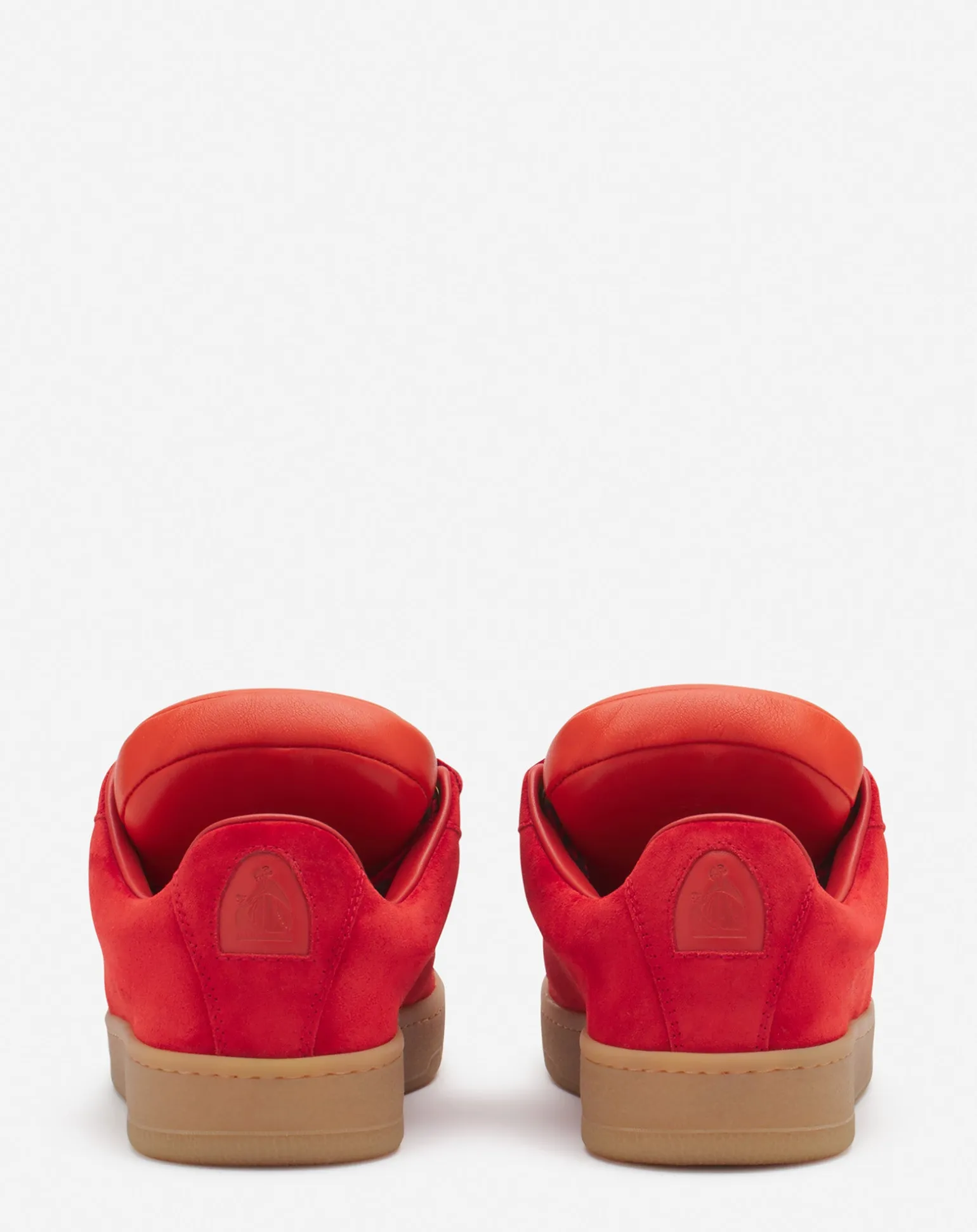 Lanvin x future hyper curb sneakers in leather and suede for men Poppyred/orange Discount