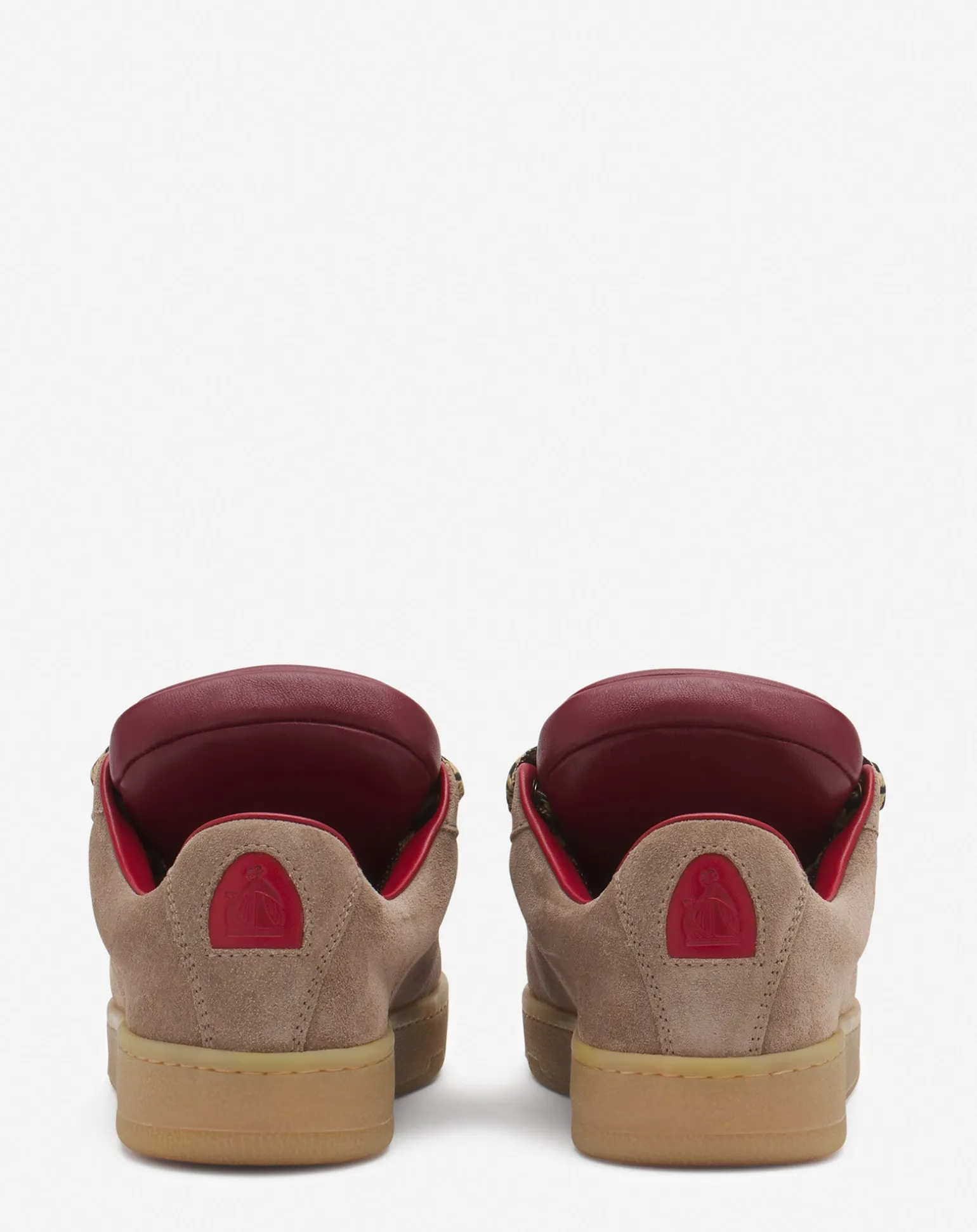 Lanvin x future hyper curb sneakers in leather and suede for men Taupe/red Cheap