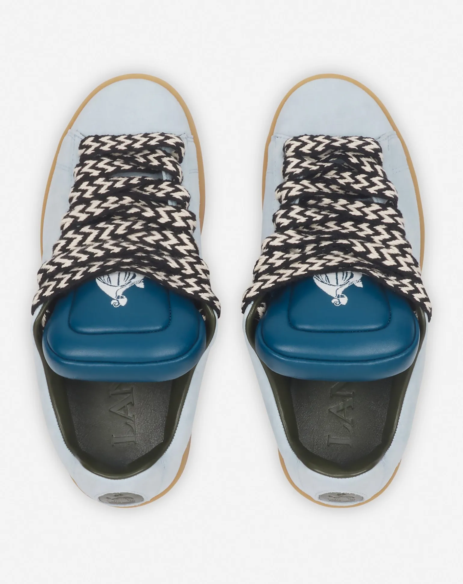 Lanvin x future hyper curb sneakers in leather and suede for men Blue/darkblue Cheap