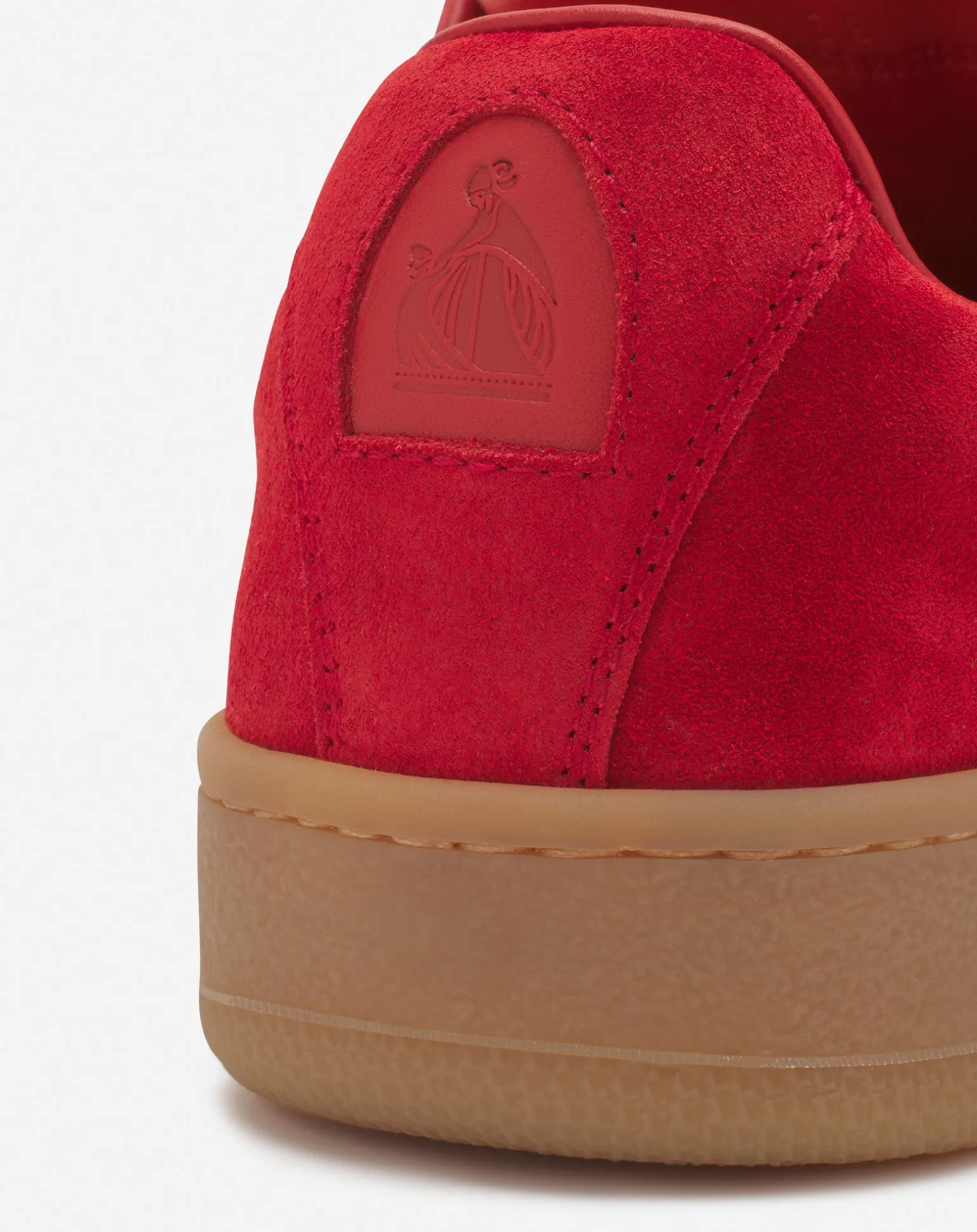 Lanvin x future hyper curb sneakers in leather and suede for men Poppyred/orange New