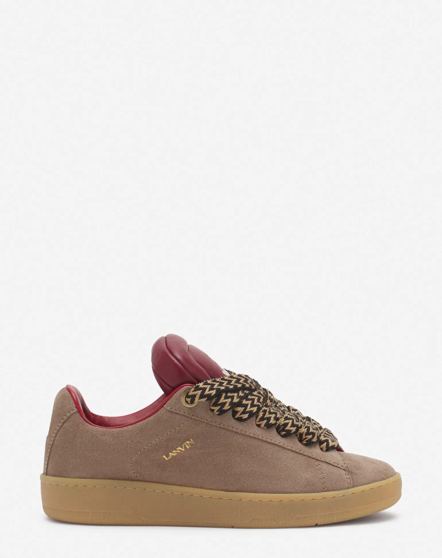 Lanvin x future hyper curb sneakers in leather and suede for women Taupe/red Outlet