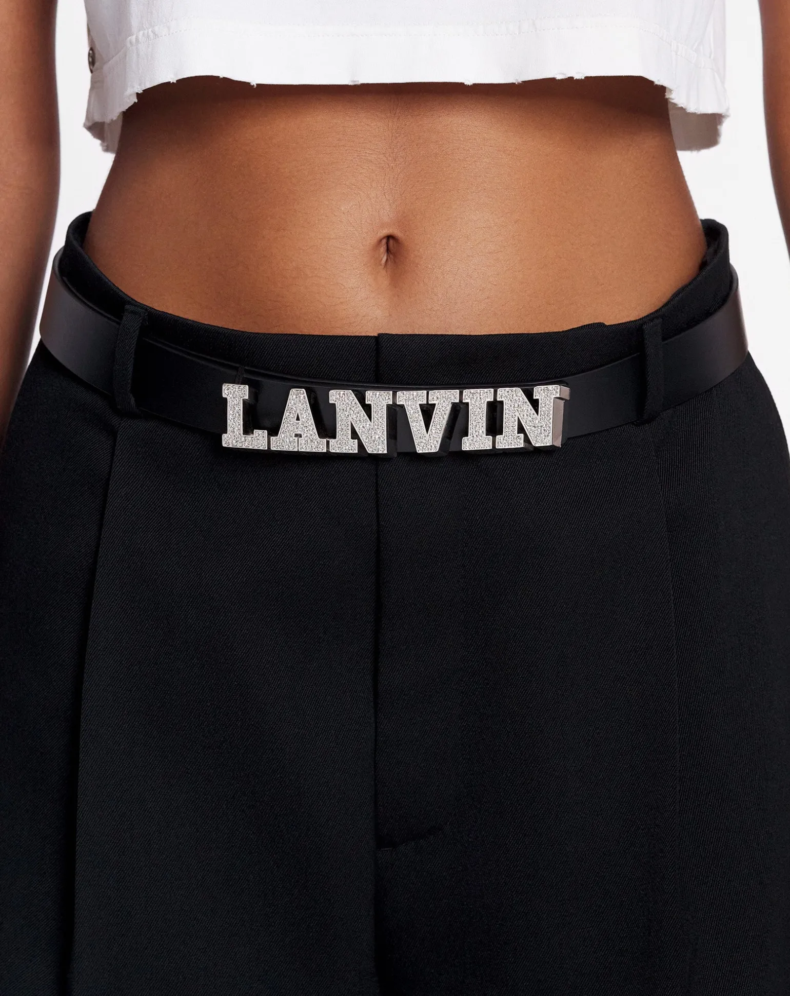 Lanvin x future leather belt with rhinestones Black Cheap