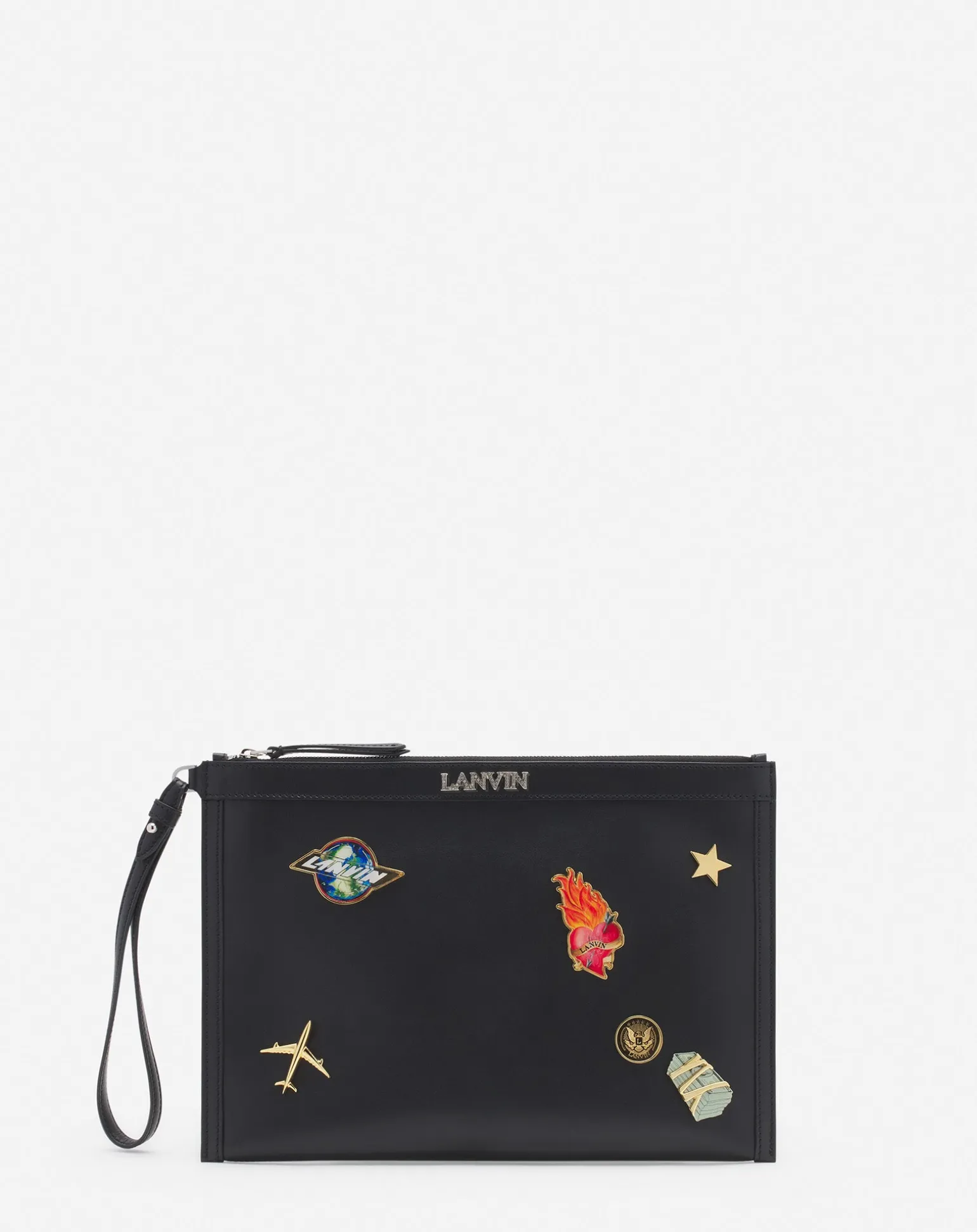 Lanvin x future leather clutch with pins Black/multicolour Hot