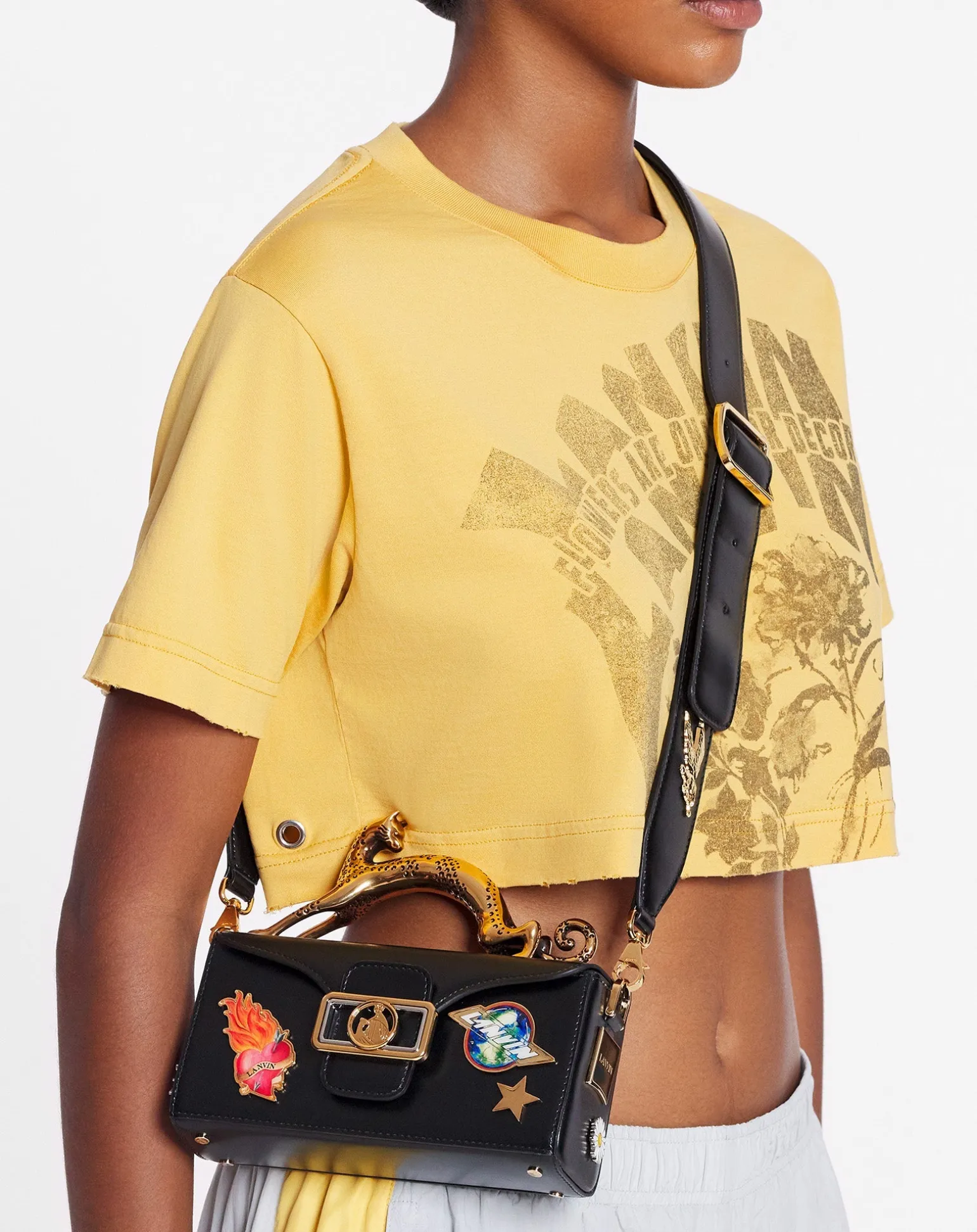 Lanvin x future pencil cat nano leather bag with pins Black/multicolour Flash Sale