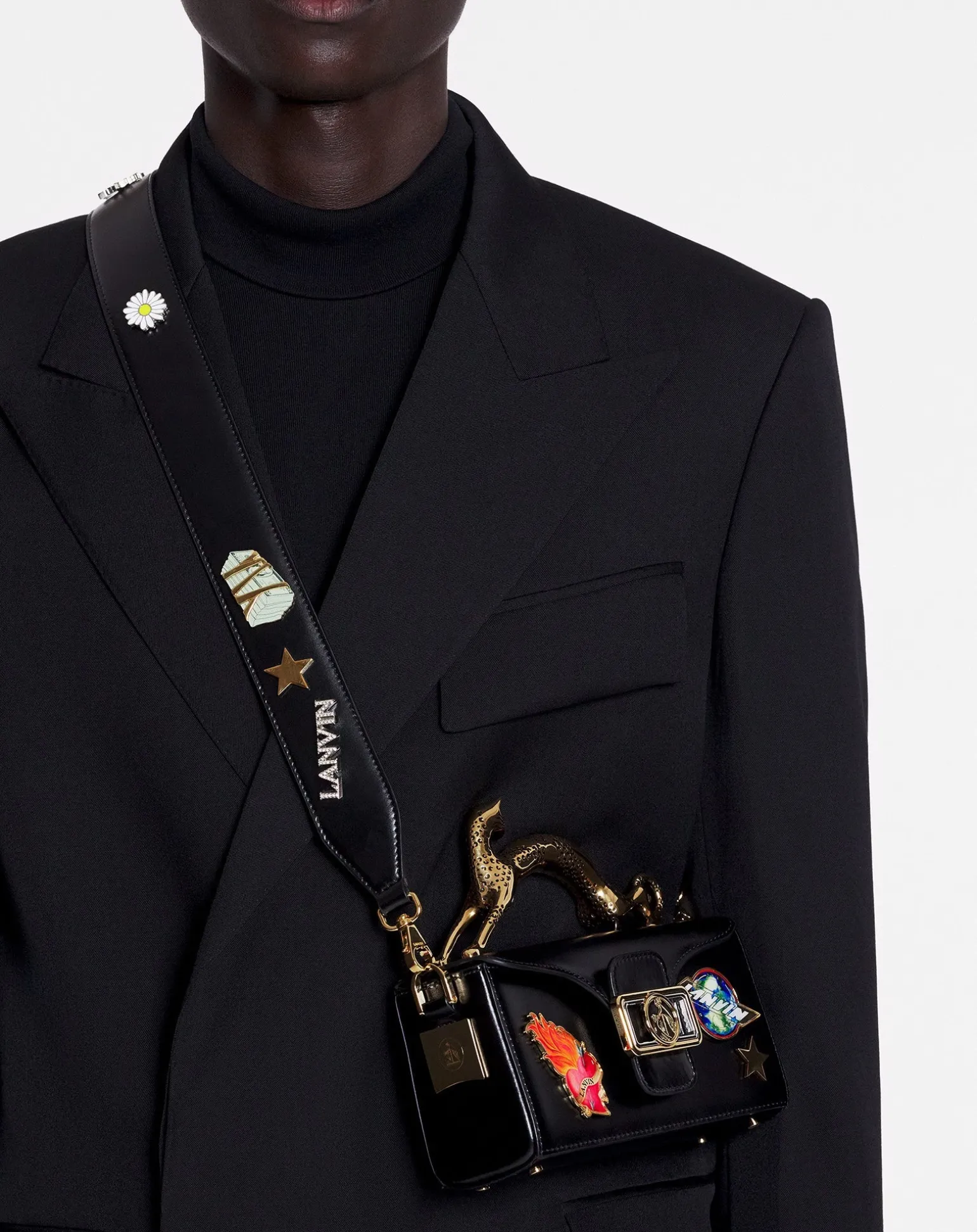 Lanvin x future pencil cat nano leather bag with pins Black/multicolour Online