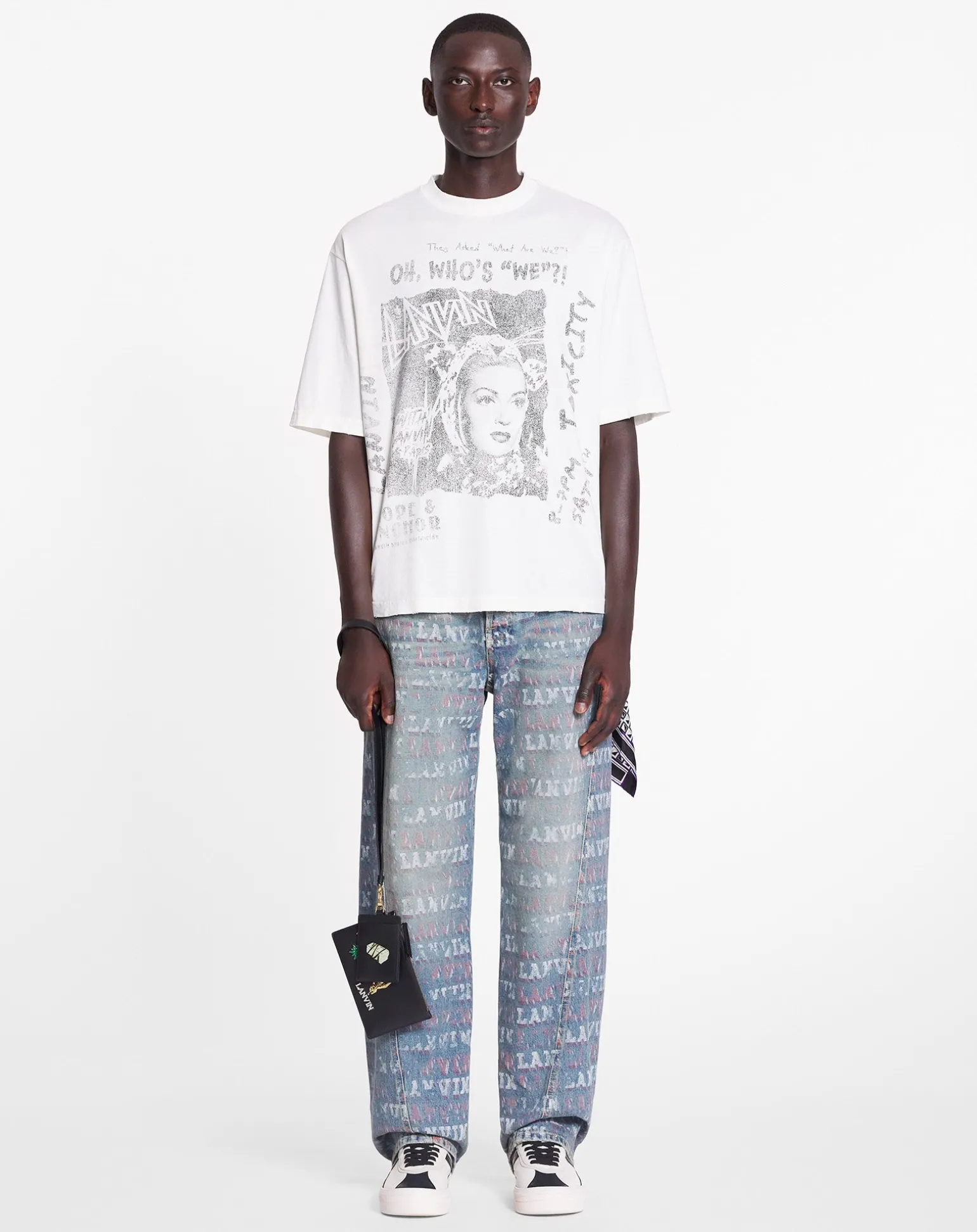 Lanvin x future straight fit printed pants for men Lightblue Fashion