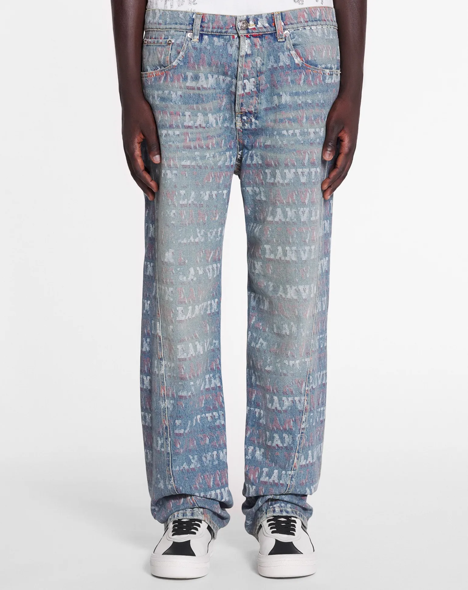 Lanvin x future straight fit printed pants for men Lightblue Fashion