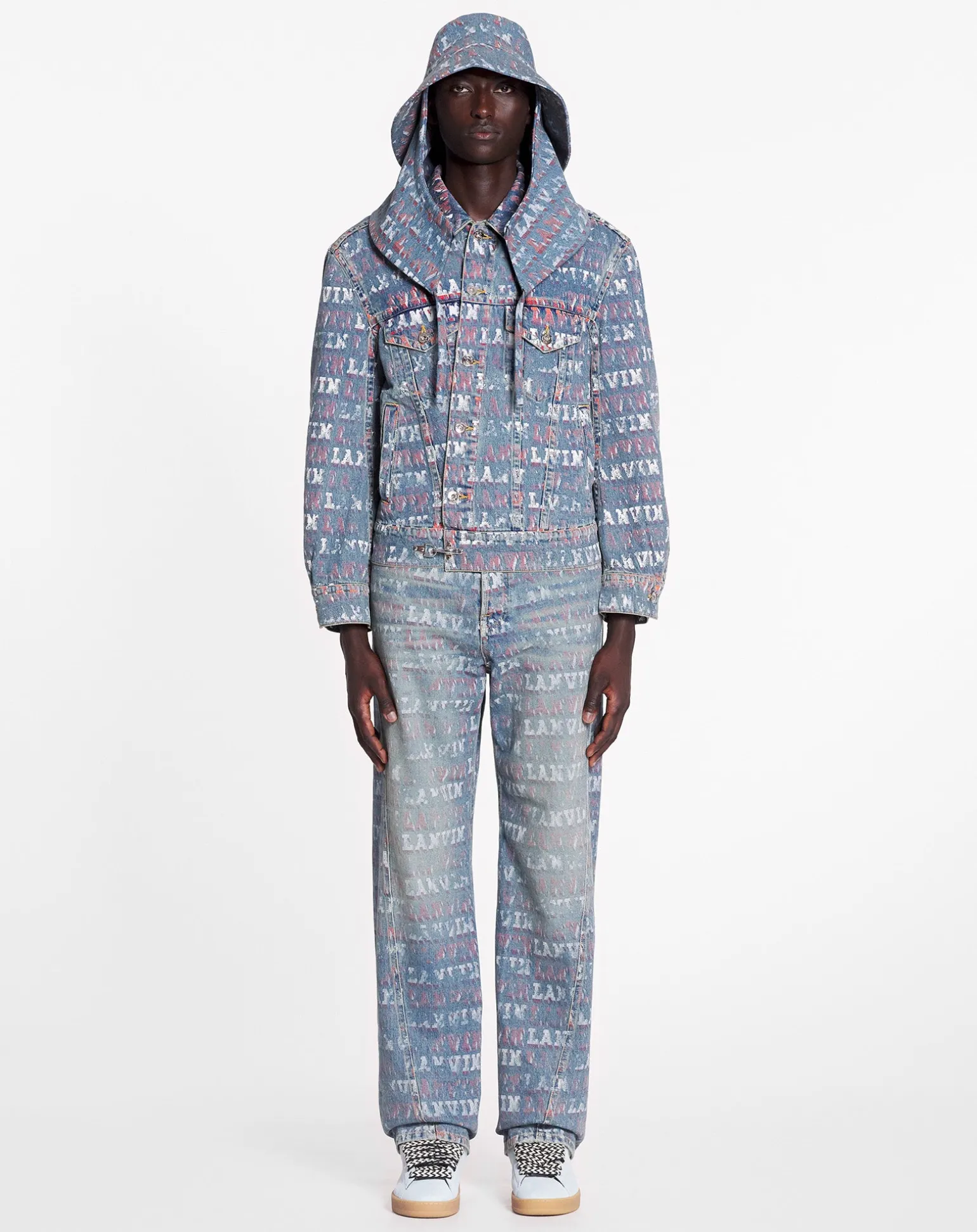 Lanvin x future straight fit printed pants for men Lightblue Fashion