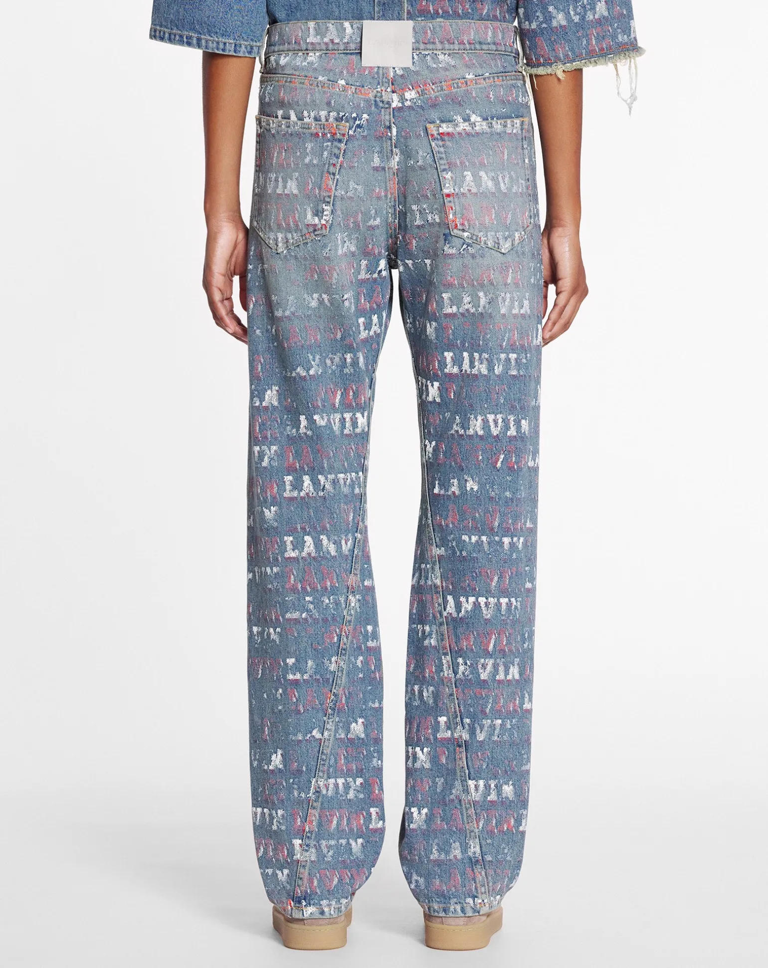 Lanvin x future straight fit printed pants for women Lightblue Outlet