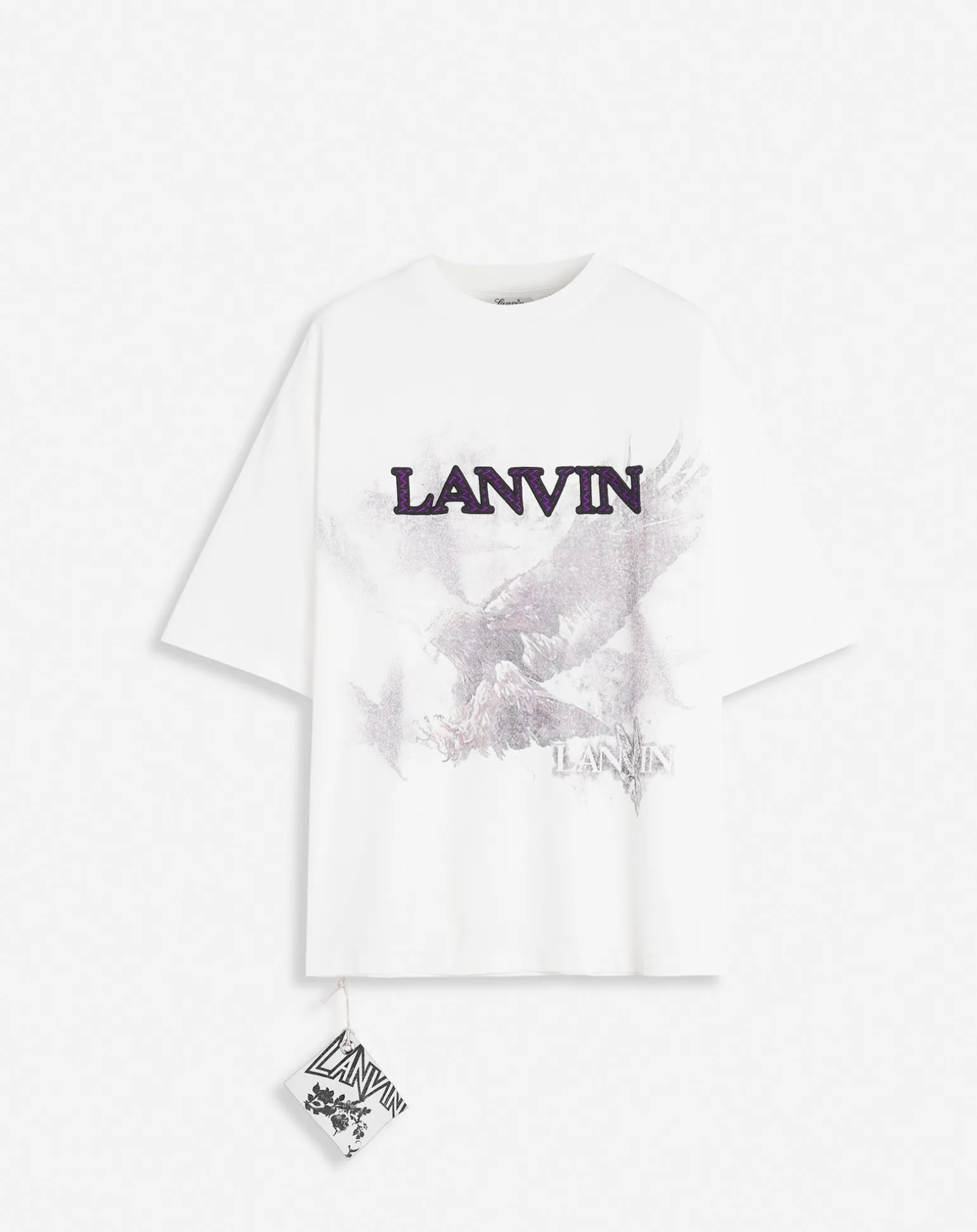 Lanvin x future unisex eagle print loose-fit t-shirt Whitemustang/black Cheap