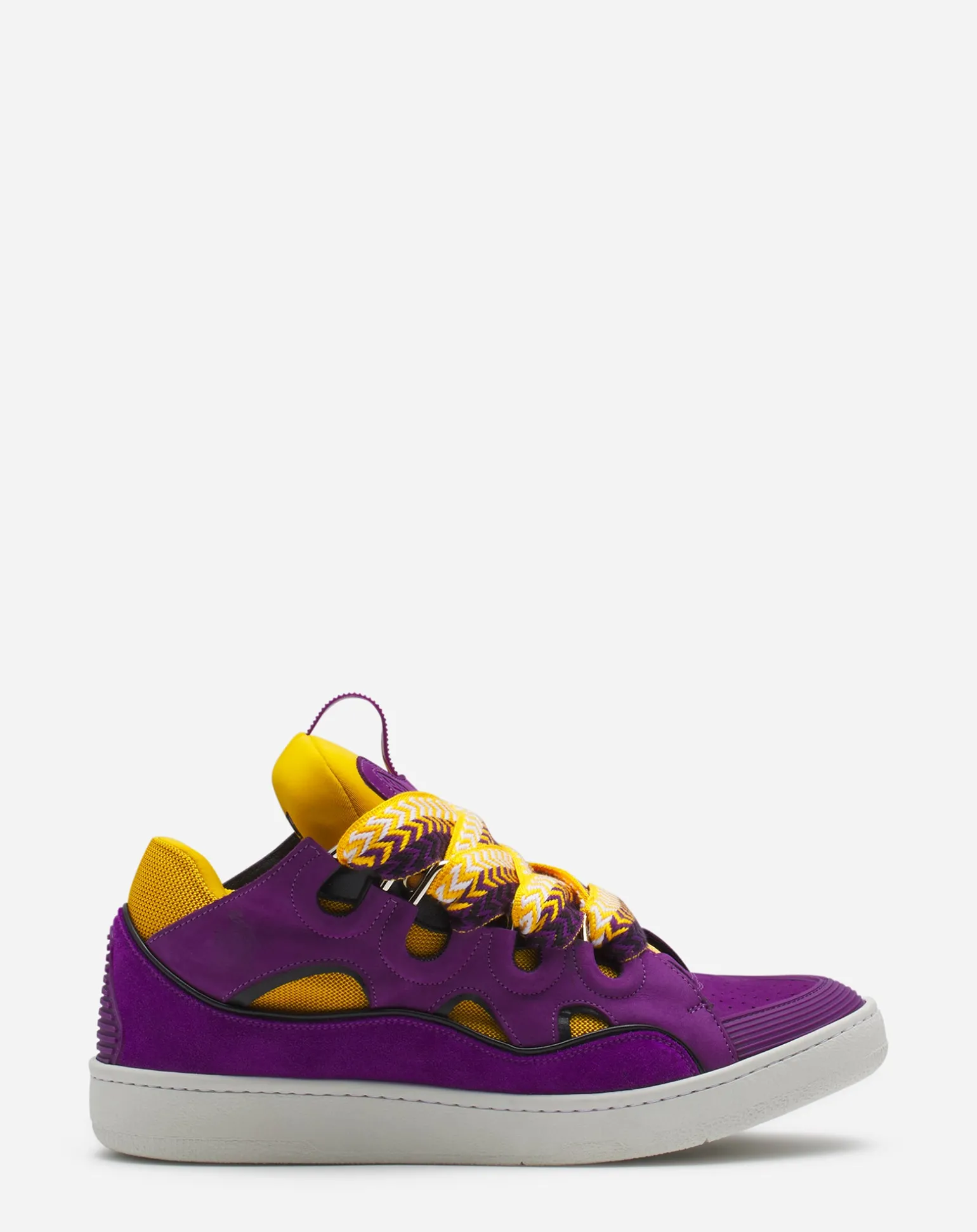 Lanvin Leather curb sneakers Purple/yellow Outlet