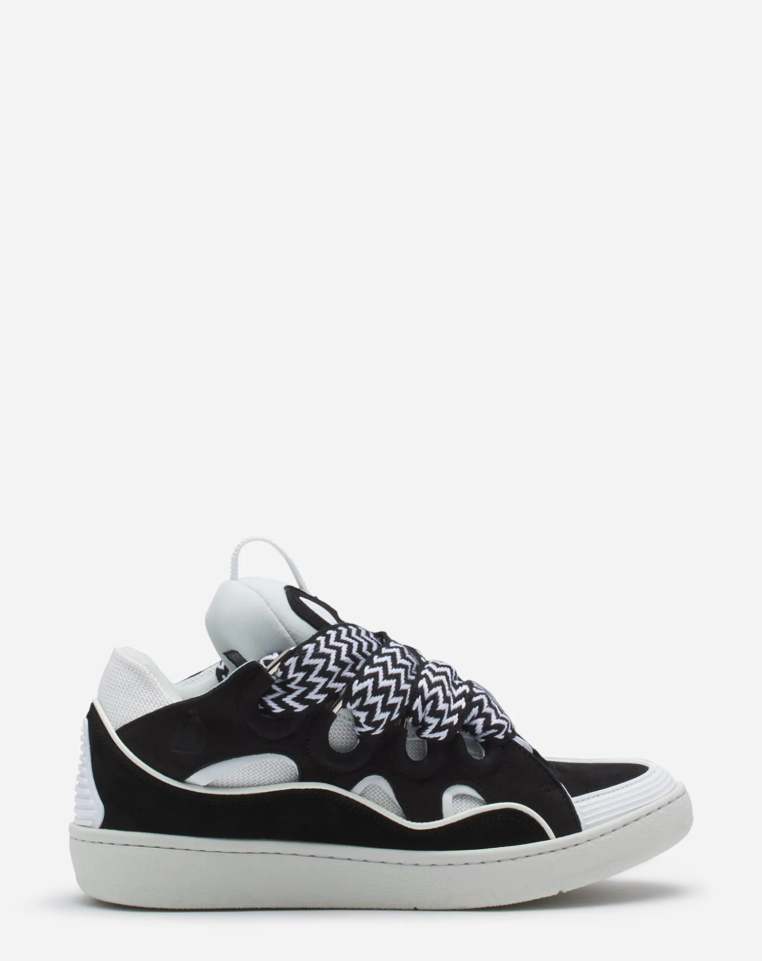 Lanvin Leather curb sneakers Black/white Sale