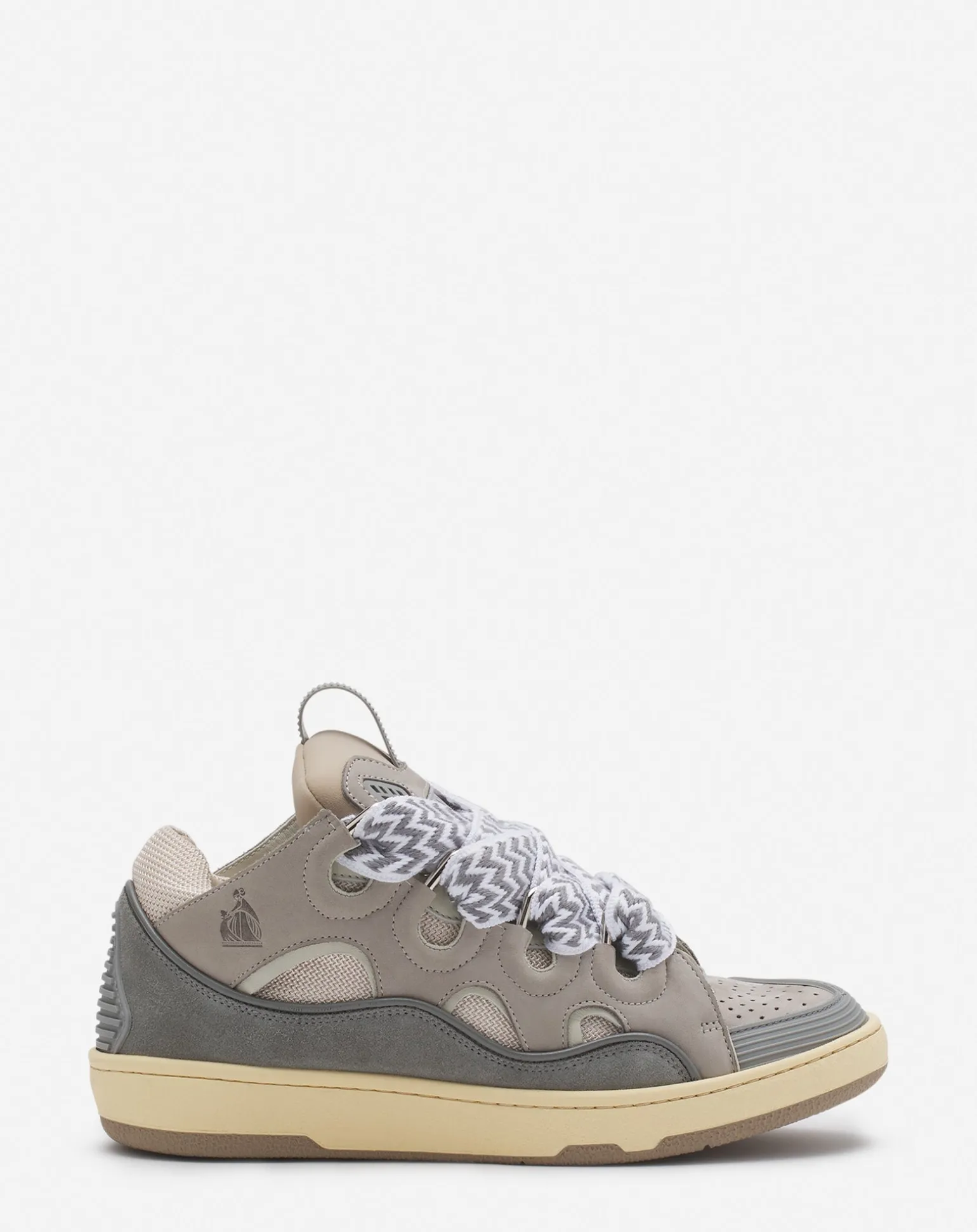 Lanvin Leather curb sneakers Grey Flash Sale