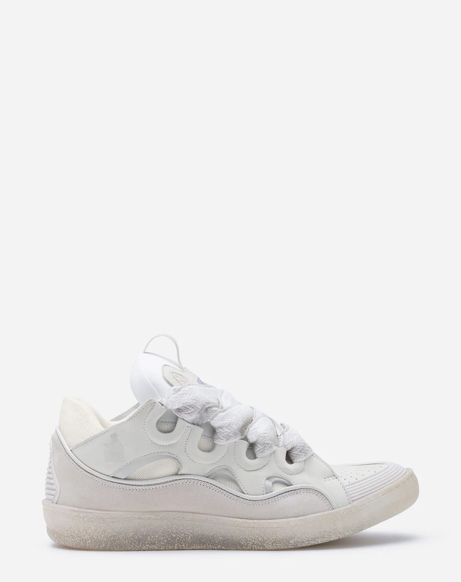 Lanvin Leather curb sneakers White Shop