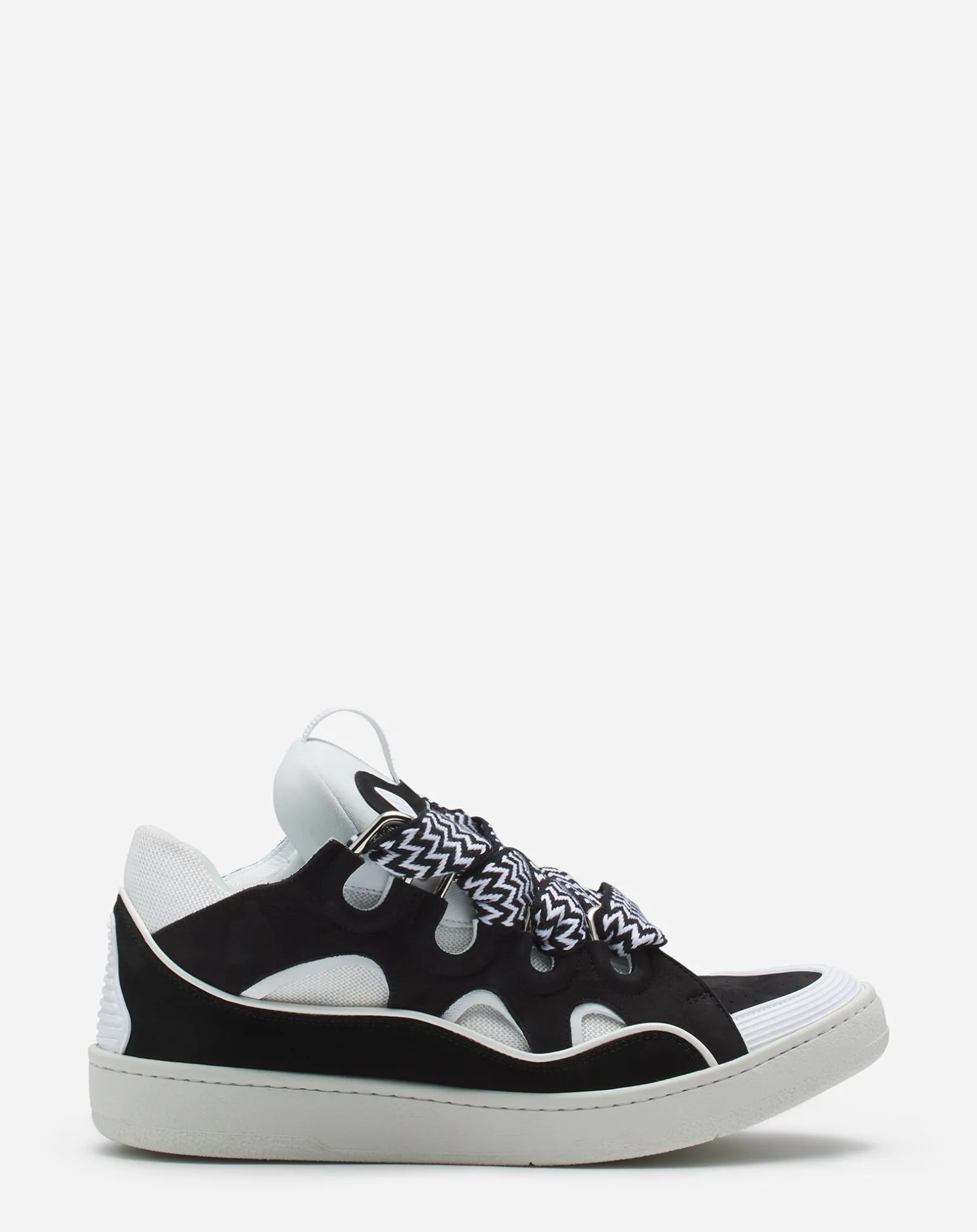 Lanvin Leather curb sneakers Black/white New