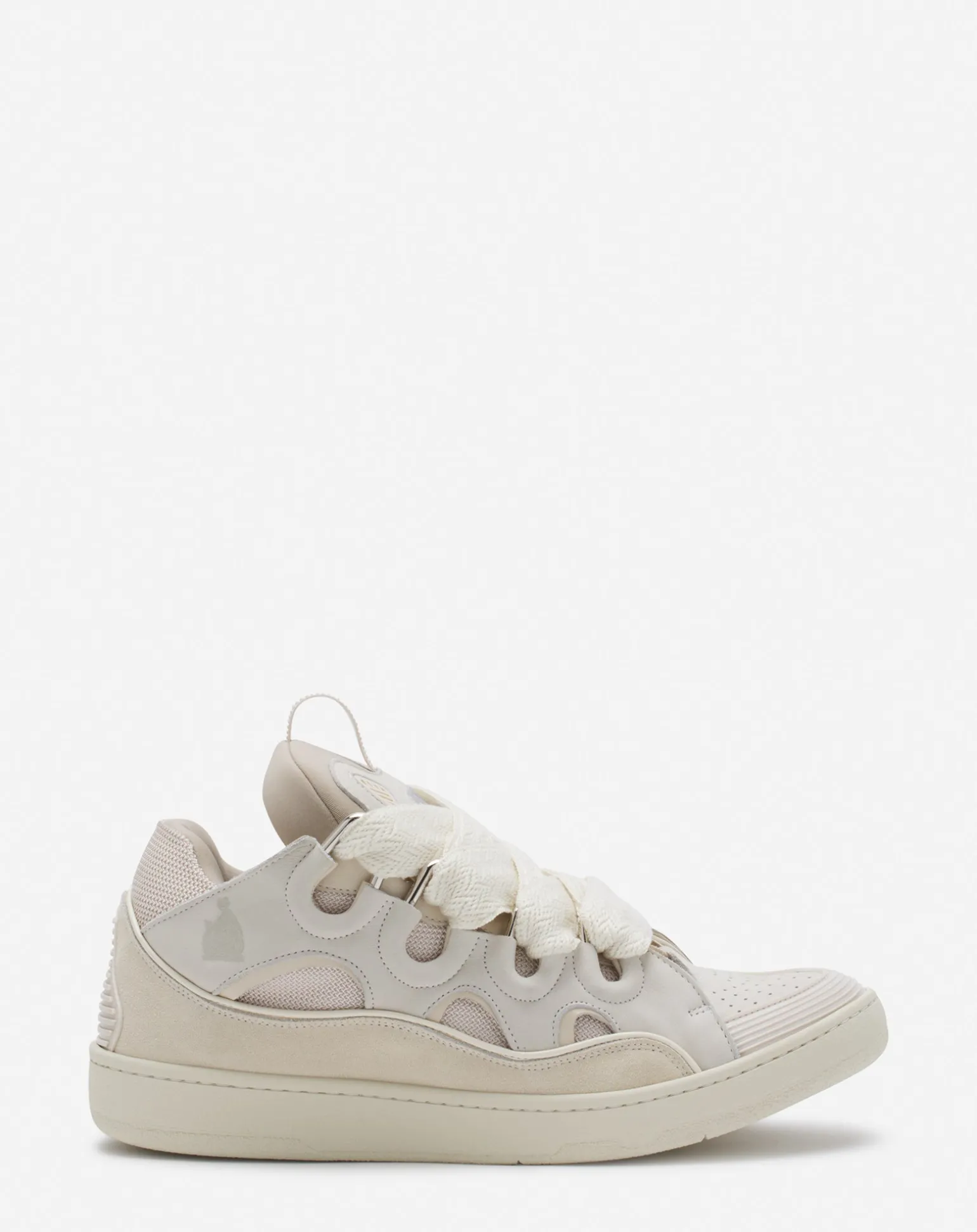 Lanvin Leather curb sneakers Peach Flash Sale