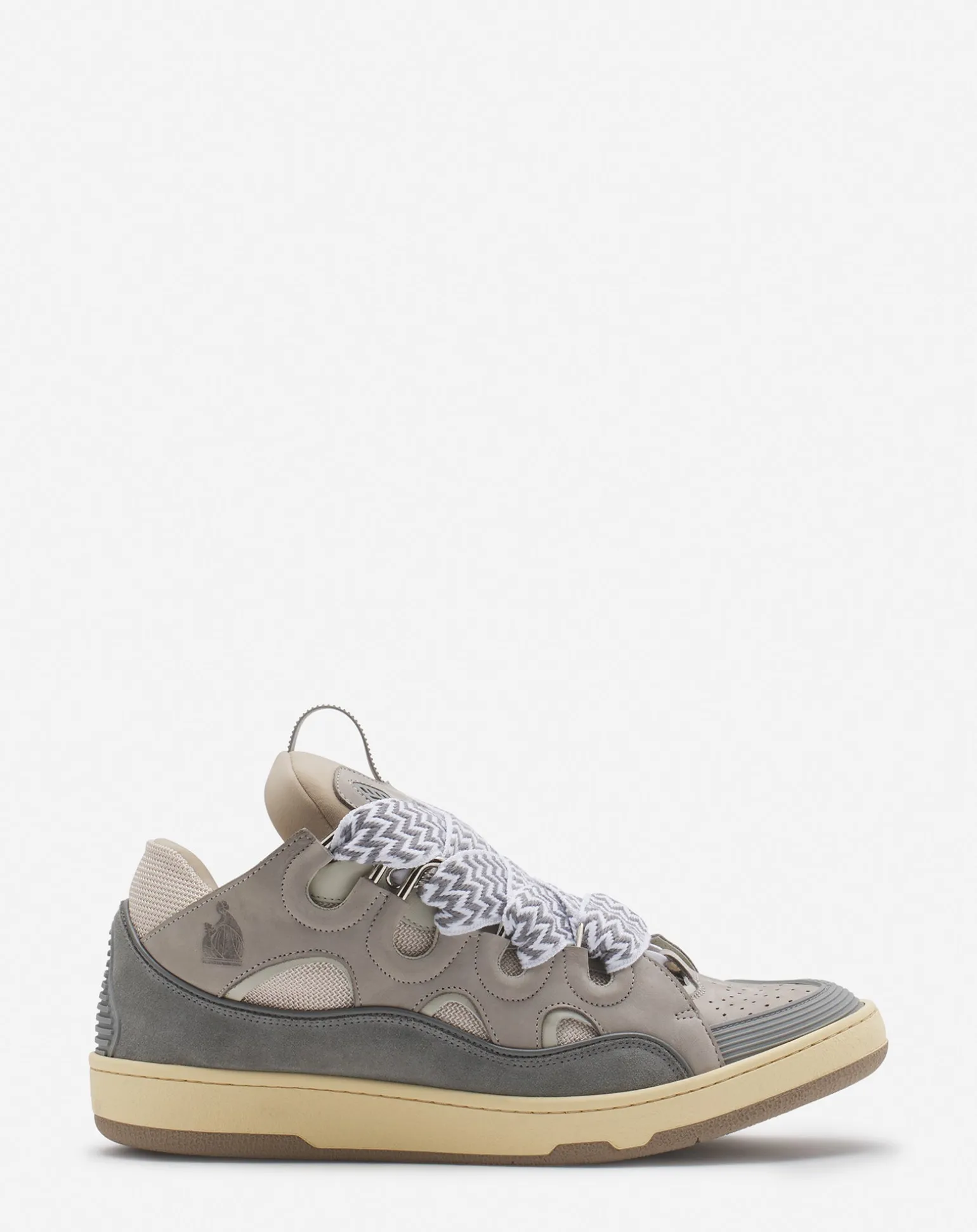 Lanvin Leather curb sneakers Grey Flash Sale