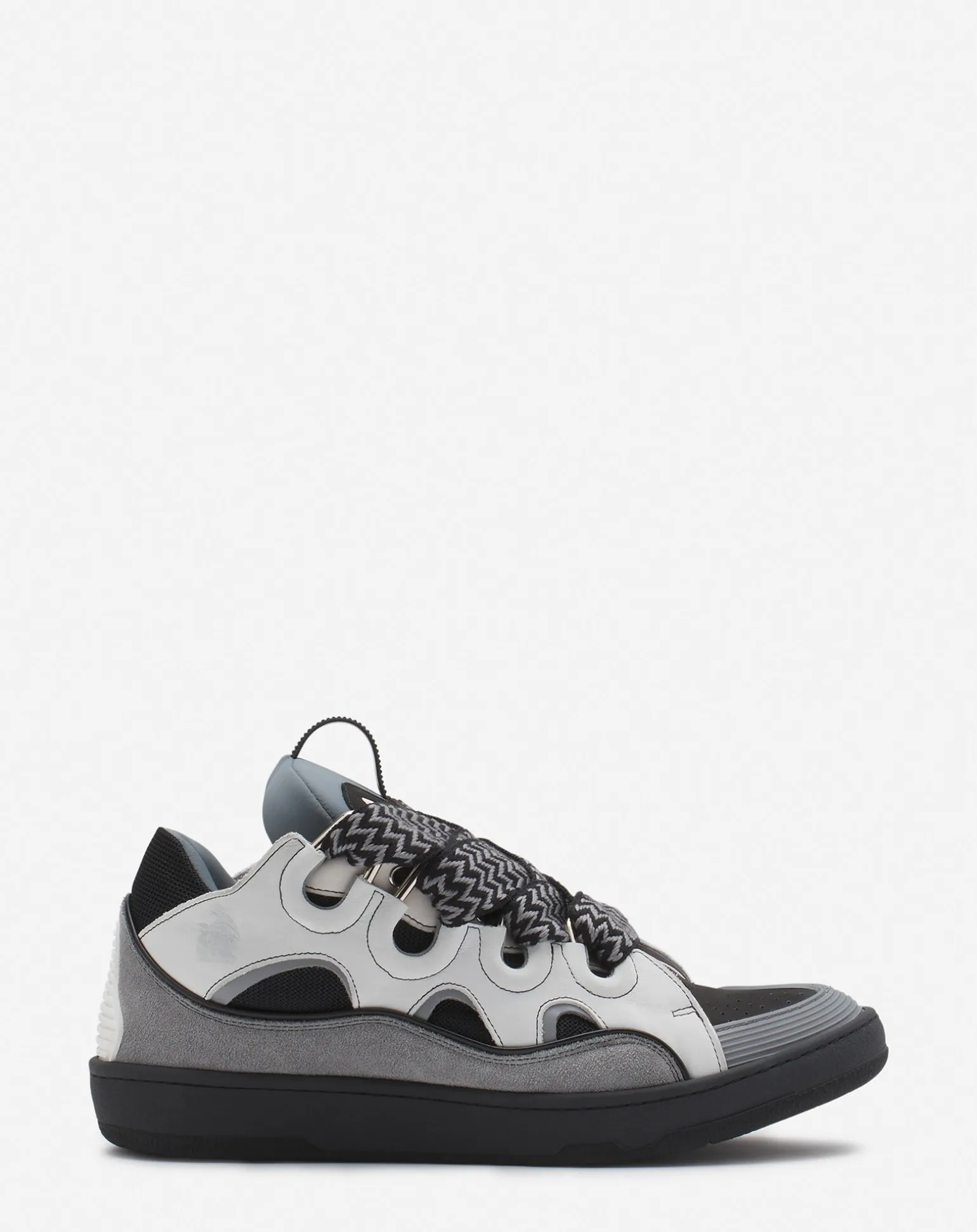 Lanvin Leather curb sneakers White/anthracite Sale