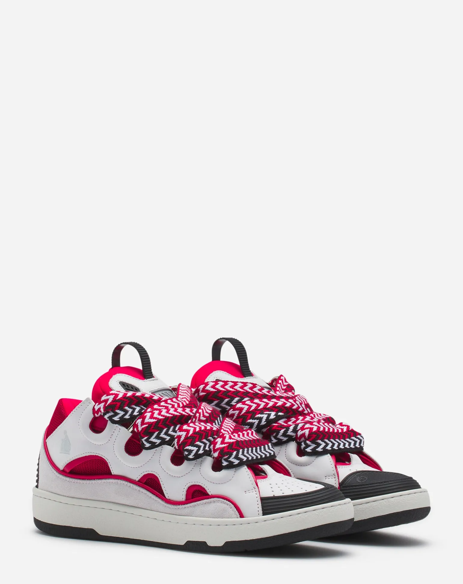 Lanvin Leather curb sneakers Red/white Cheap