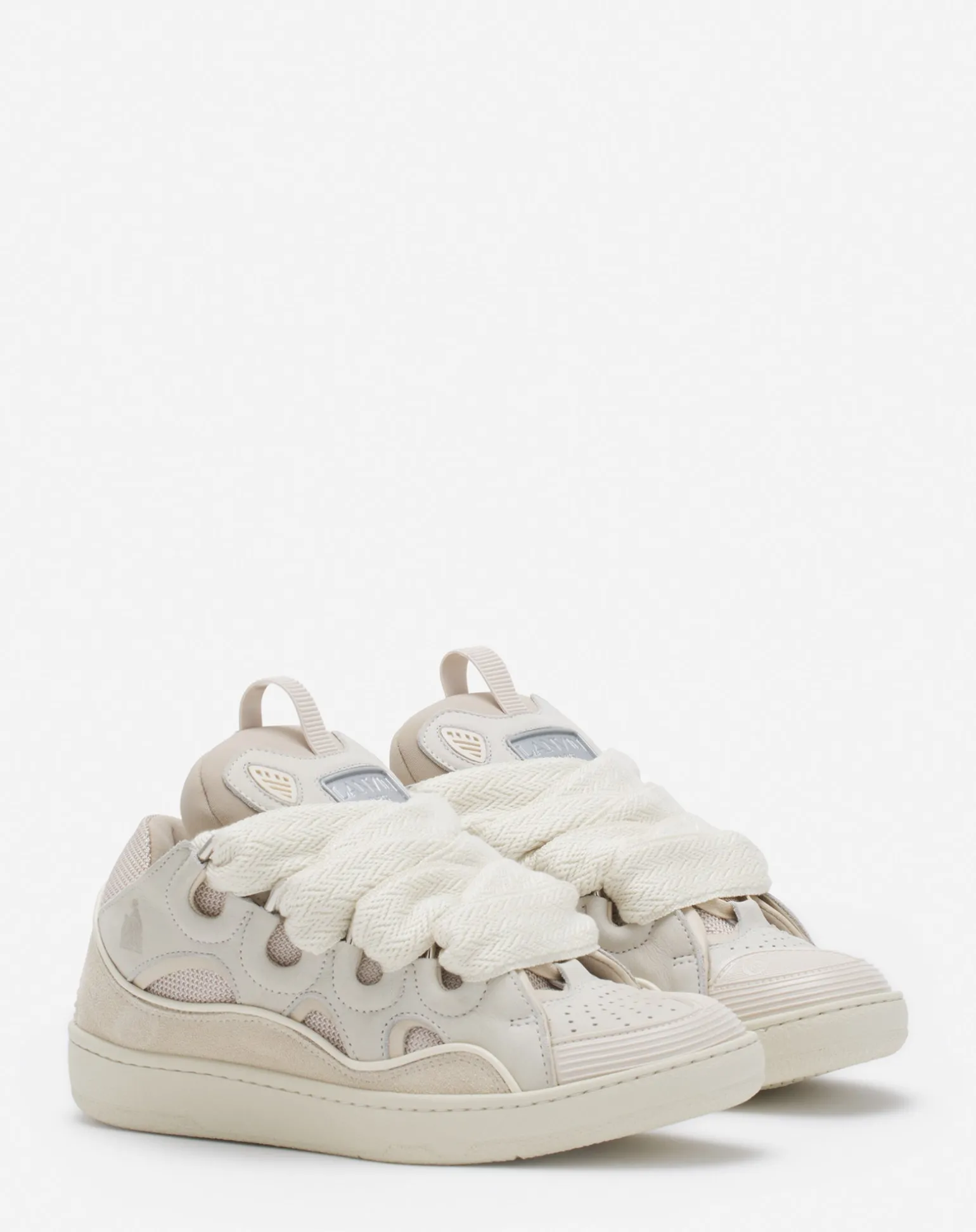 Lanvin Leather curb sneakers Peach Discount