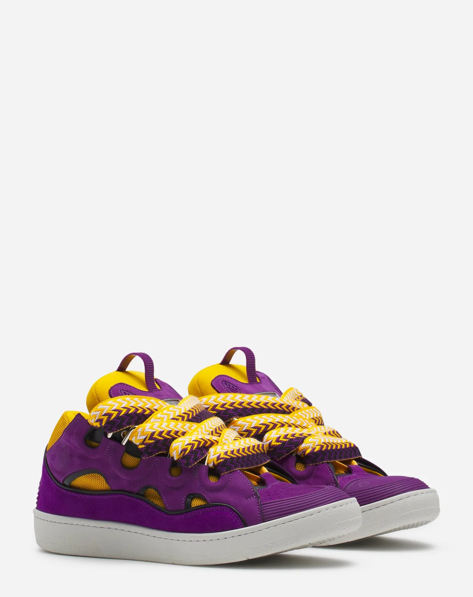 Lanvin Leather curb sneakers Purple/yellow Outlet