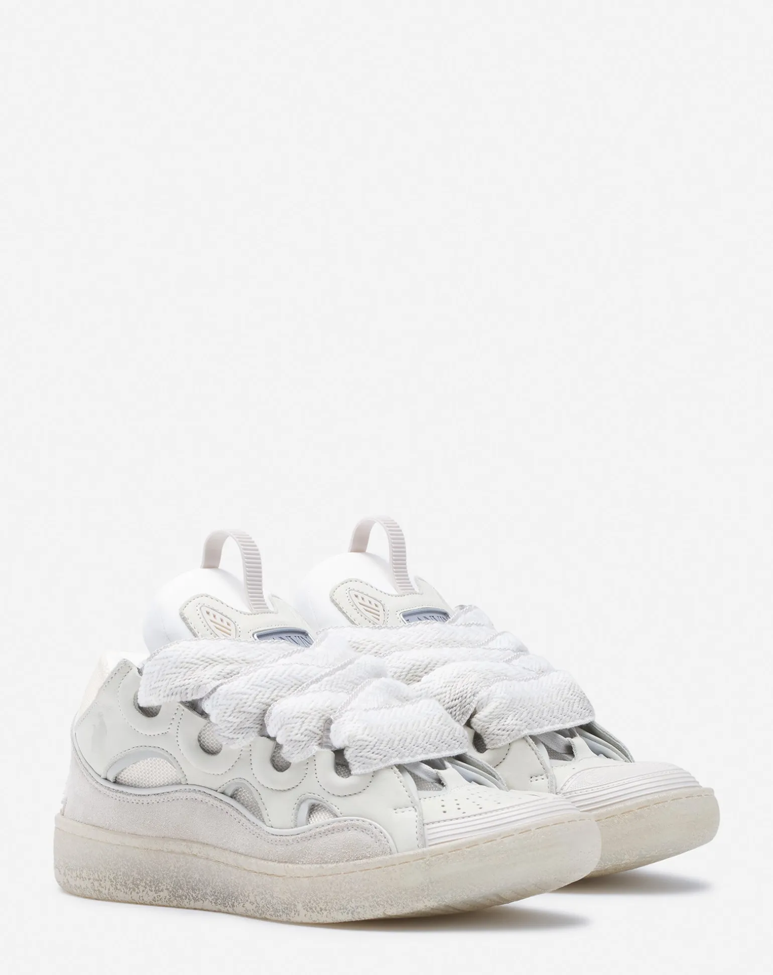 Lanvin Leather curb sneakers White New