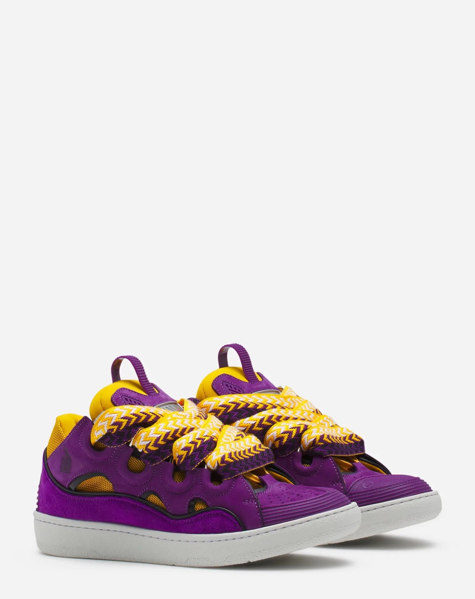 Lanvin Leather curb sneakers Purple/yellow Cheap