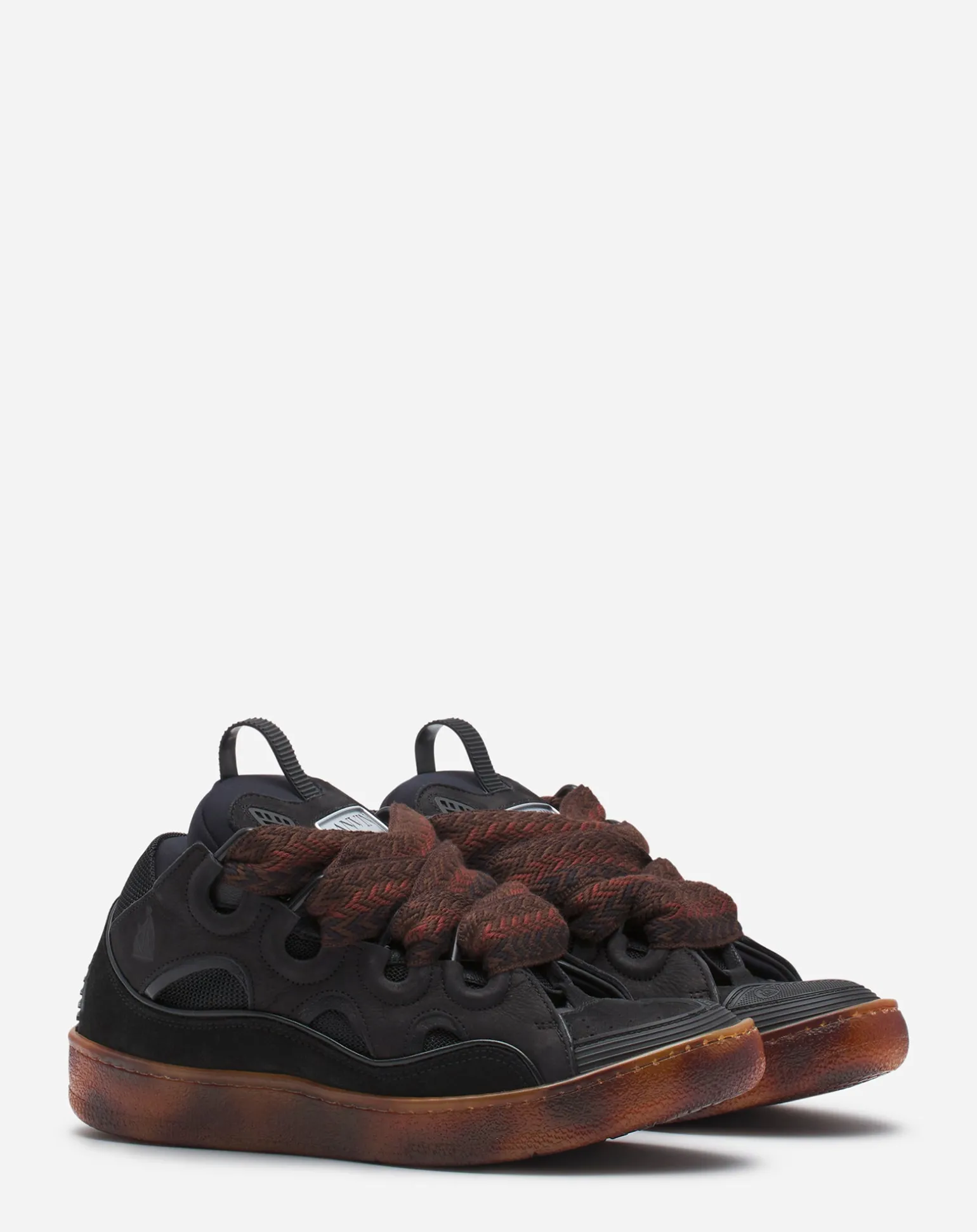 Lanvin Leather curb sneakers Darkbrown/brown Best