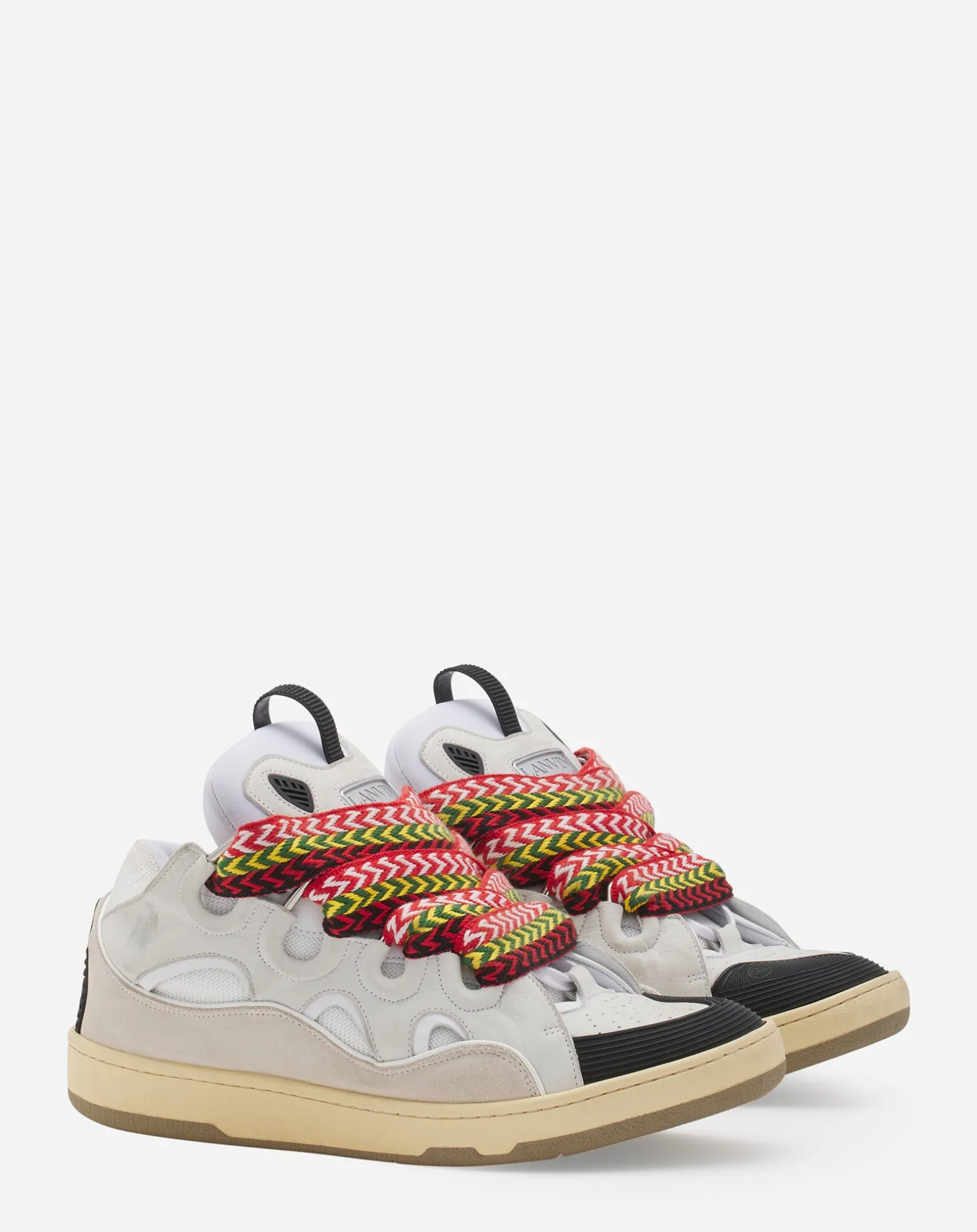 Lanvin Leather curb sneakers White Flash Sale