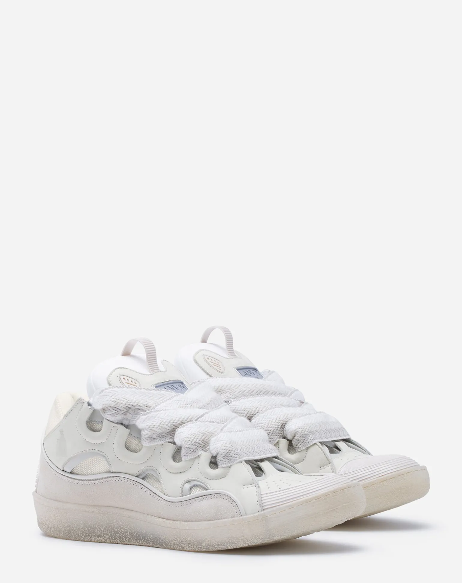 Lanvin Leather curb sneakers White Shop