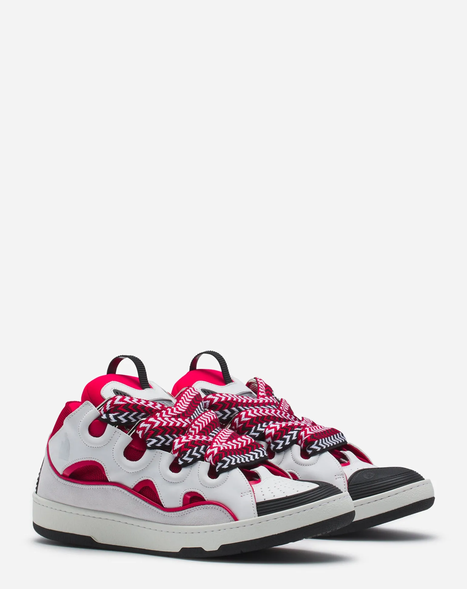 Lanvin Leather curb sneakers Red/white Best Sale